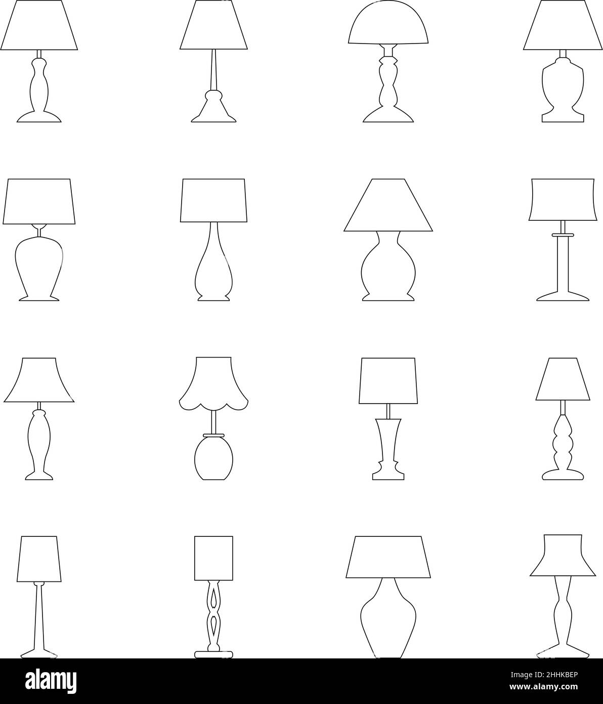 Ensemble de contours de lampes, illustration vectorielle Illustration de Vecteur