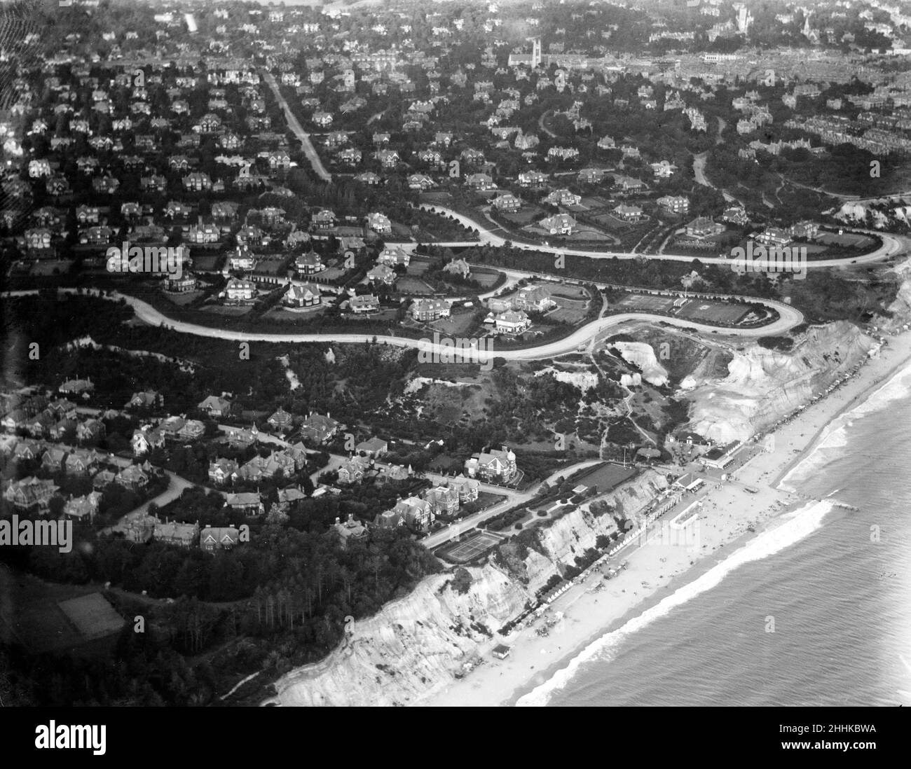 Vue aérienne du front de mer à Bournmouth.Septembre 1926 Banque D'Images