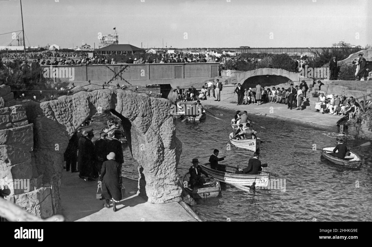 Le lac de plaisance de Skegness, Lincolnshire.28th juillet 1936. Banque D'Images