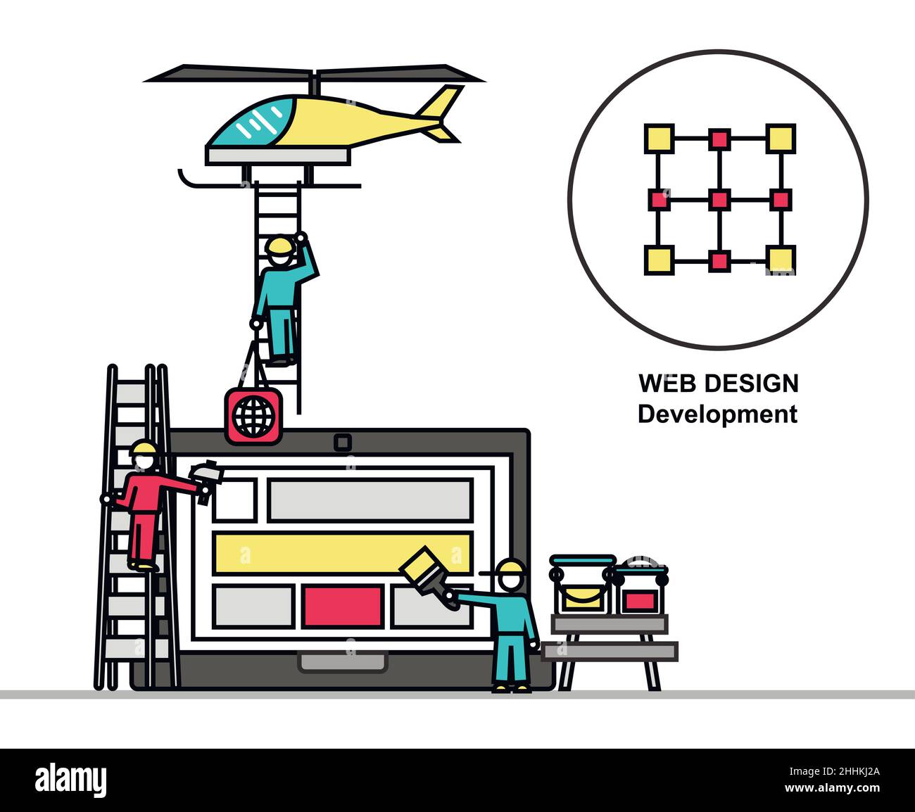 Vecteur de ligne plate moderne modifiable du développement de conception web abstraite Illustration de Vecteur