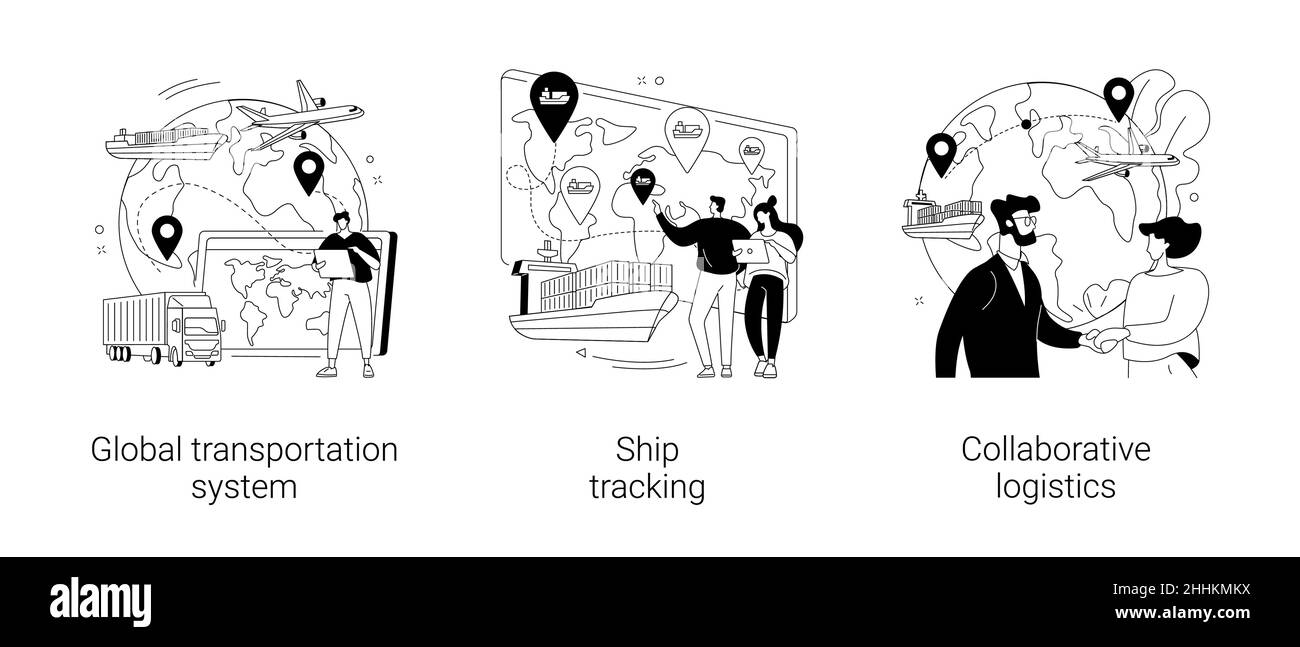 Illustrations vectorielles du concept abstrait du service de livraison internationale. Illustration de Vecteur