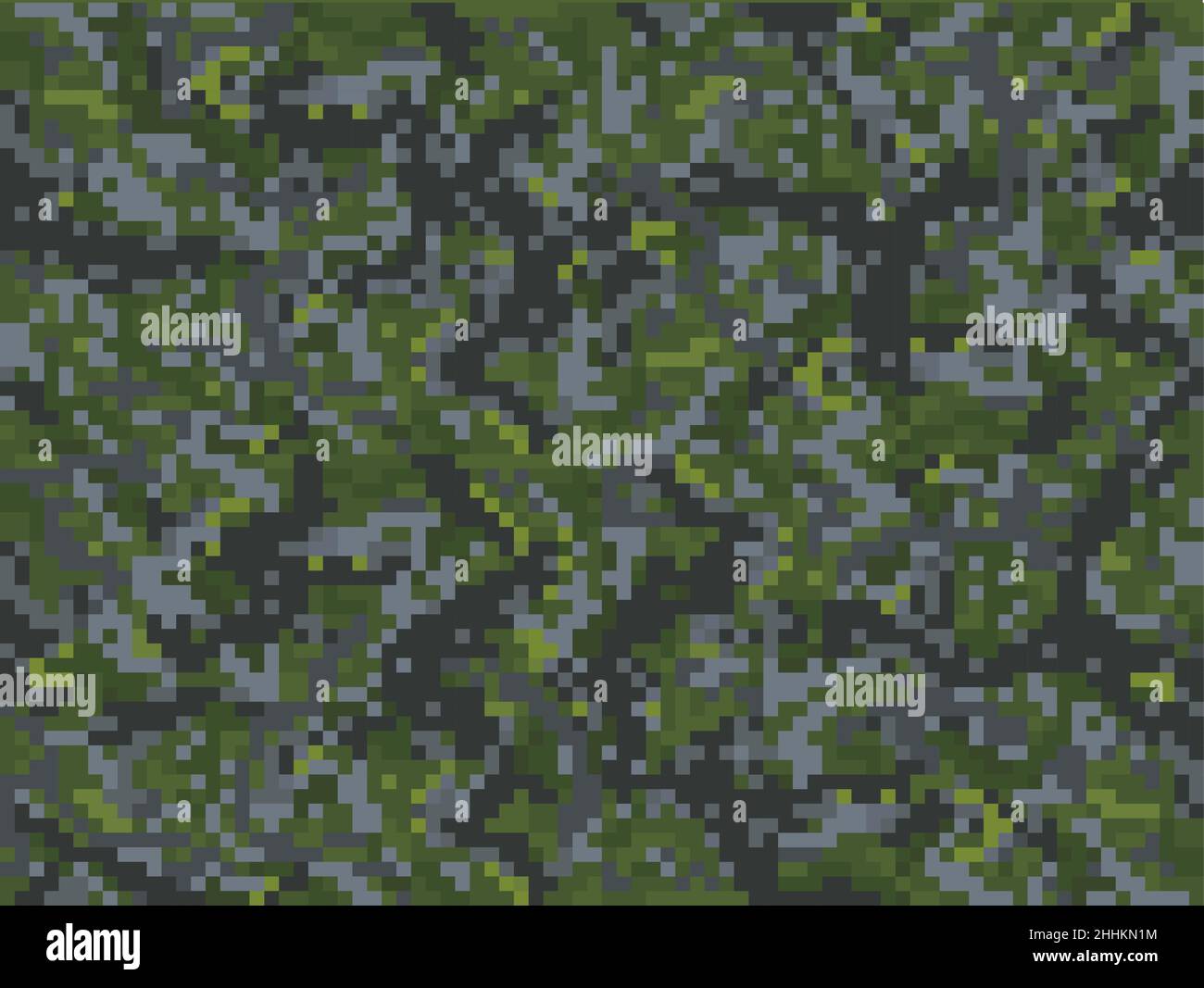 Camouflage kaki motif de fond cubique avec des blocs de pierre gris et d'herbe, le jeu de pixels vectoriels 8bit pixels ou le niveau de jeu d'ordinateur pour le camouflage d'artisanat underg Illustration de Vecteur