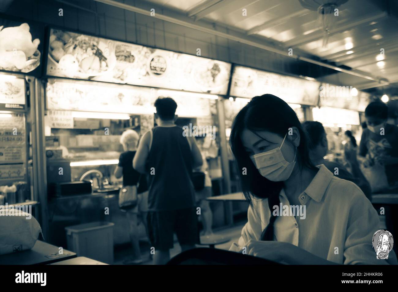 Hawker centre dans le quartier chinois de Singapour Banque D'Images