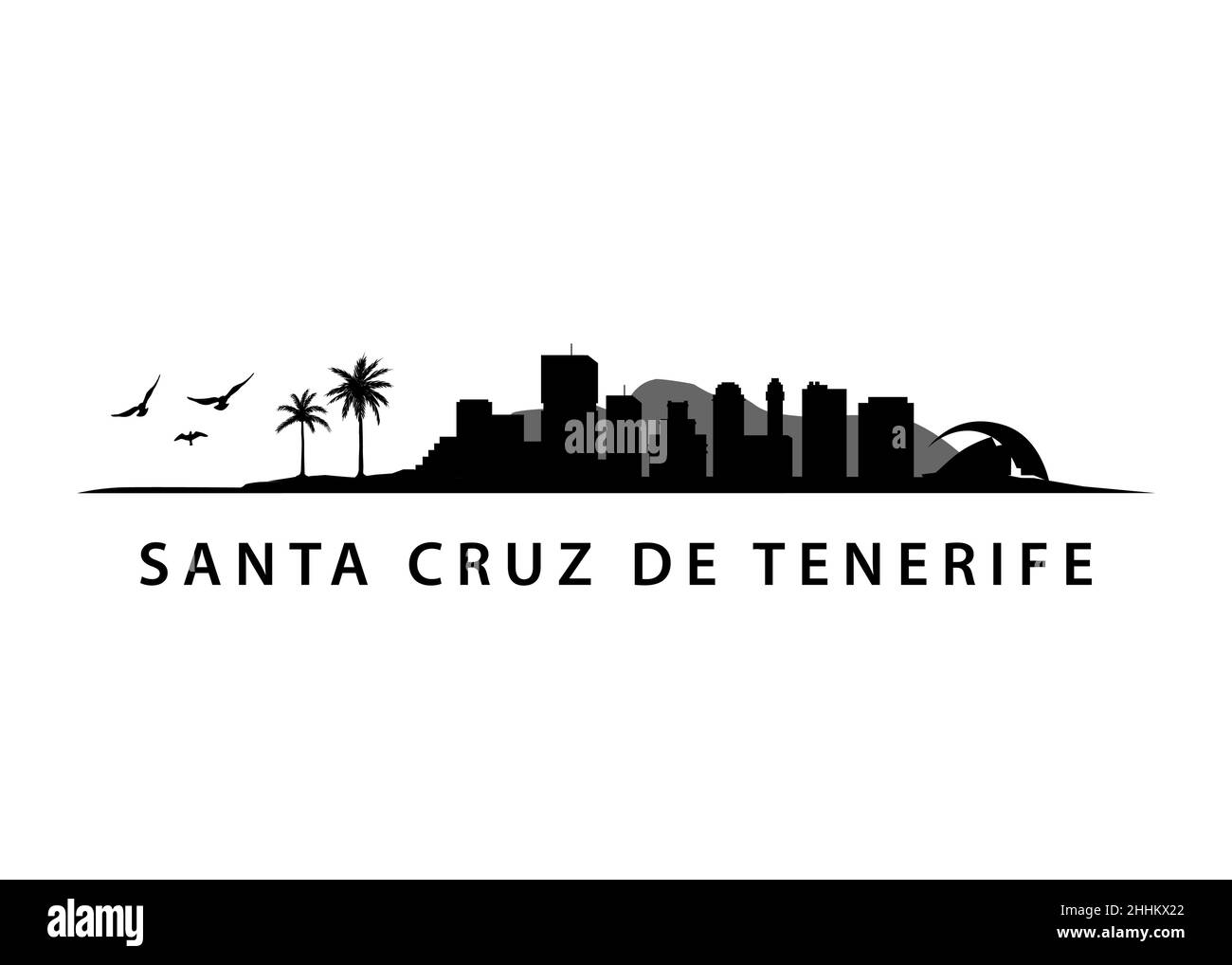 Santa Cruz de Tenerife Skyline | ville sur l'île tropicale espagnole Illustration de Vecteur