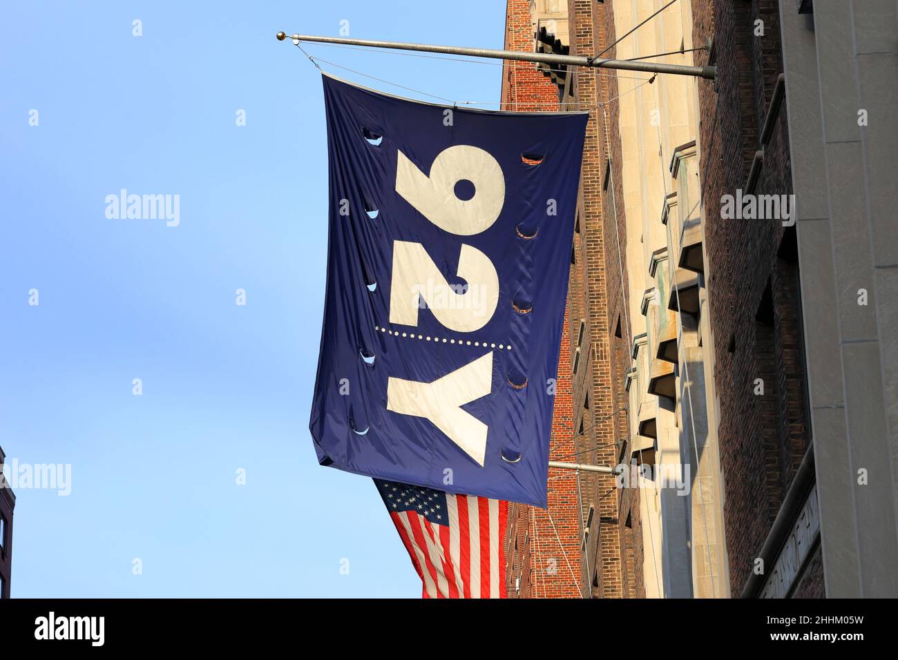Le drapeau du 92nd St y '92Y'.92nd Street Young Men's and Young Women's Hebrew Association, 1395 Lexington Ave, New York, NY. Banque D'Images