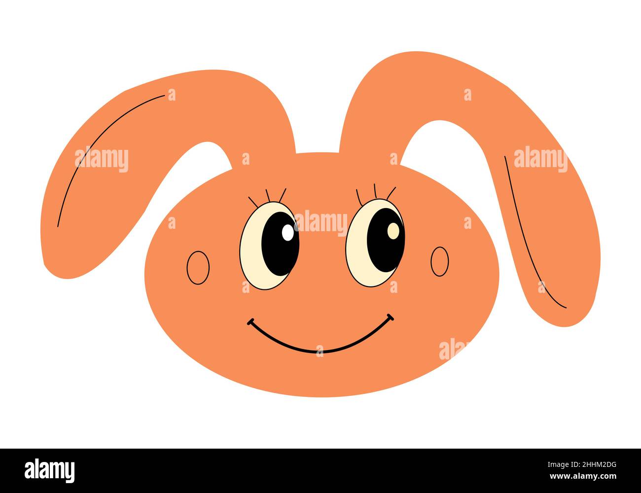 Adorable lapin orange de pâques souriant pour la fête des enfants.Tête de lapin heureuse isolée pour poster ou invitation.Les oreilles sont longues vers le haut Illustration de Vecteur