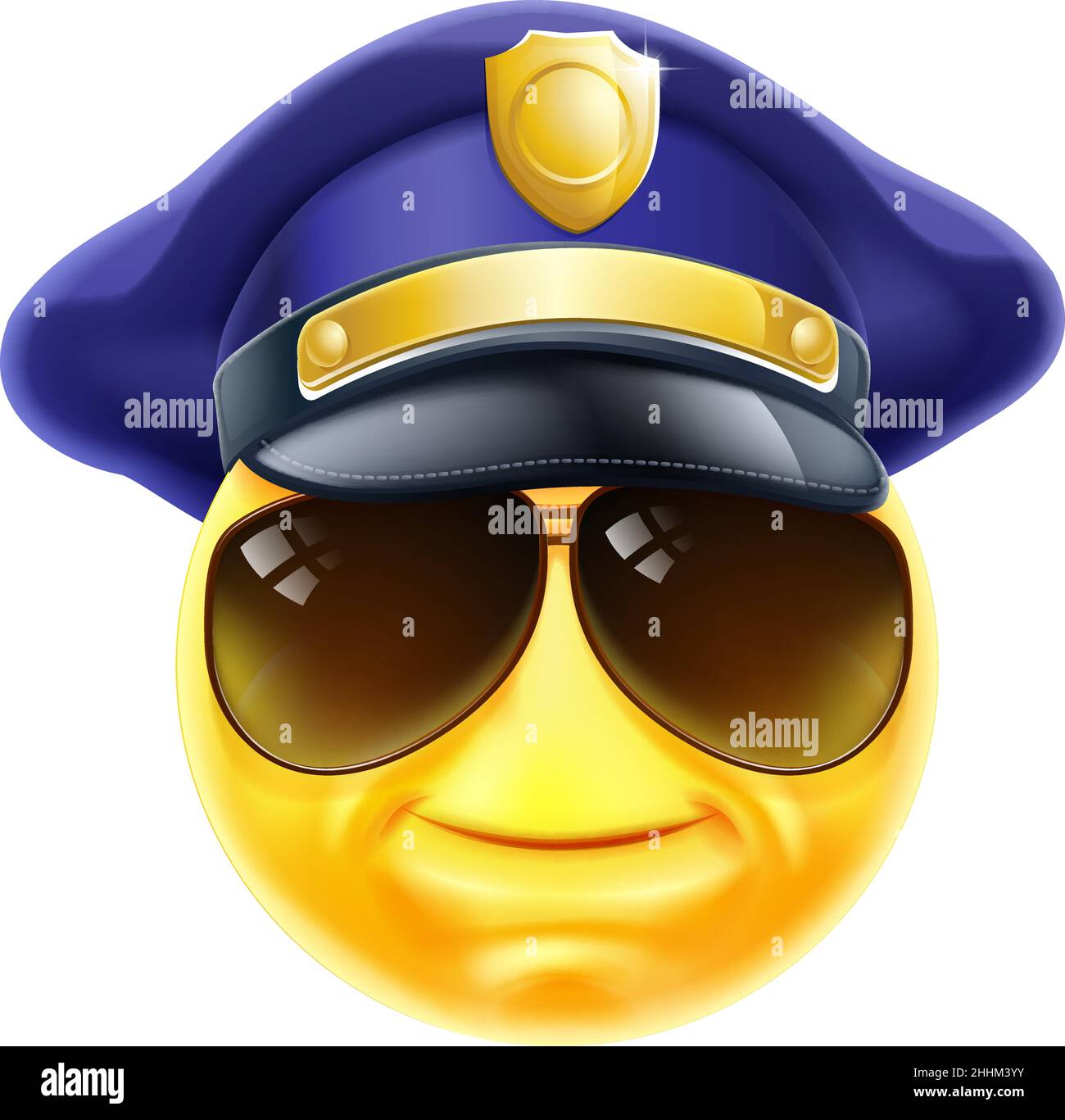 Happy policeman Emoticon Emoji visage icône de dessin animé Illustration de Vecteur