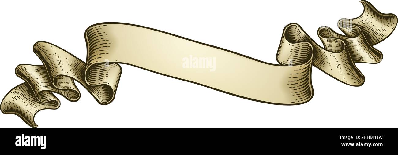 Faire défiler le dessin du ruban de papier continu en bois d'époque Illustration de Vecteur Faire défiler le dessin du ruban de papier continu en bois d'époque Illustration de Vecteur