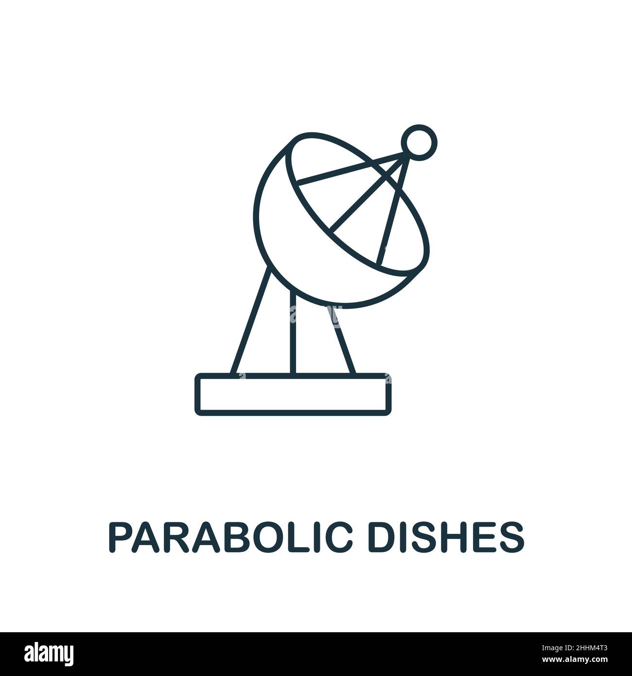 Icône paraboliques.Elément de ligne de la collection de technologies Internet.Signe d'icône de parabole linéaire pour la conception de sites Web, infographiques et plus encore. Illustration de Vecteur