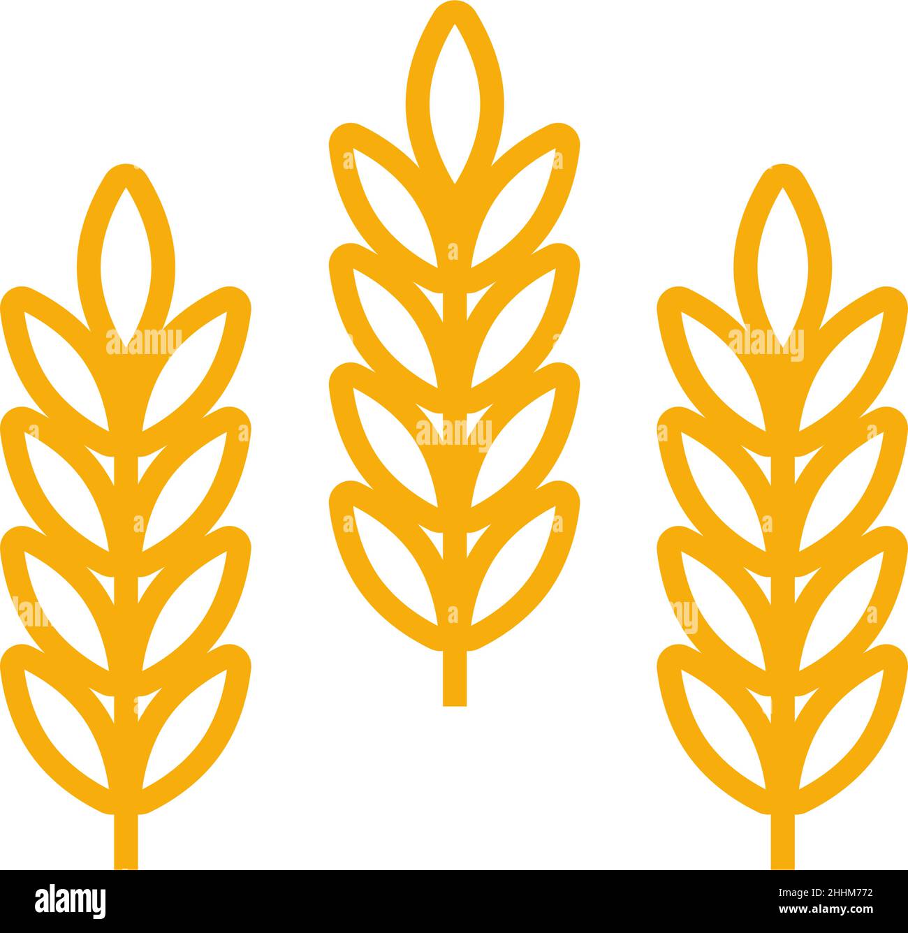 Modèle de logo de ferme vectoriel d'icône d'oreilles de blé.Illustration du symbole de la ligne de grain entier pour l'éco-boulangerie bio, l'agriculture, la bière sur fond blanc. Illustration de Vecteur