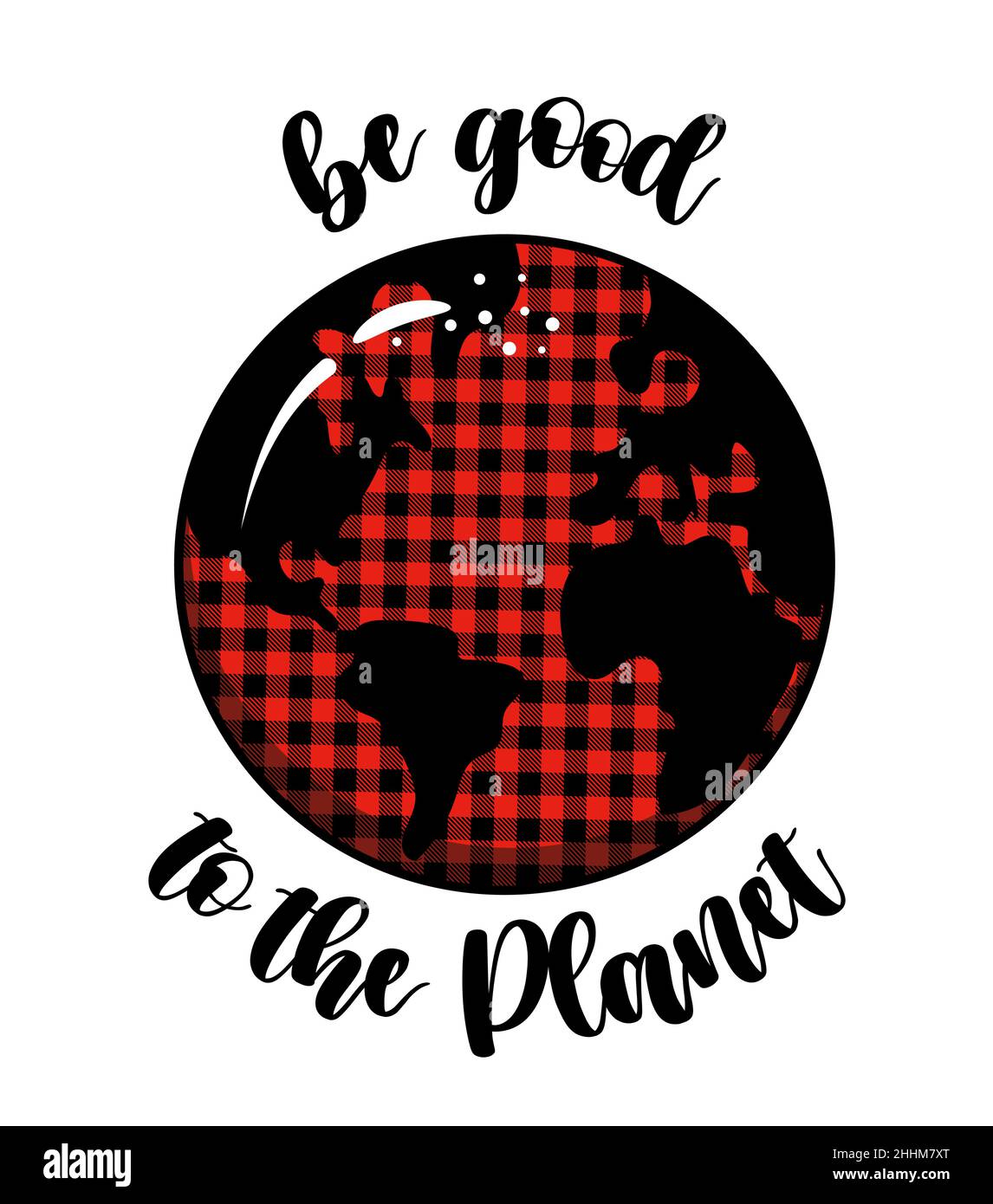 Soyez bon pour la planète - texte vectoriel citations et planète Terre dessin avec les mains d'aide. Affiche lettrage ou t-shirt motif graphique en tissu. Magnifique Illustration de Vecteur