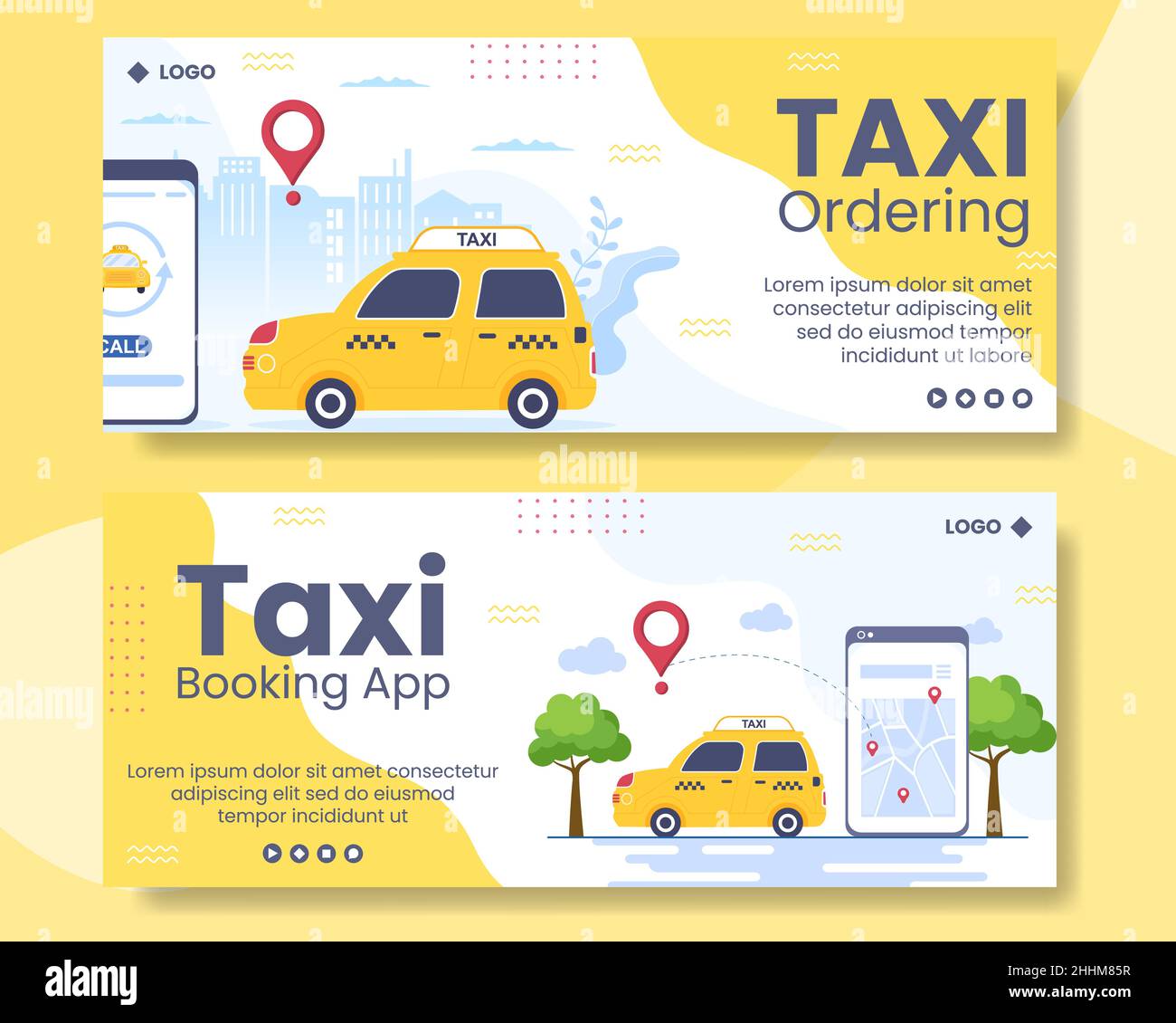 Réservation de taxi en ligne Travel Service bannière modèle plat Illustration modifiable de fond carré pour les médias sociaux ou Internet Web Illustration de Vecteur