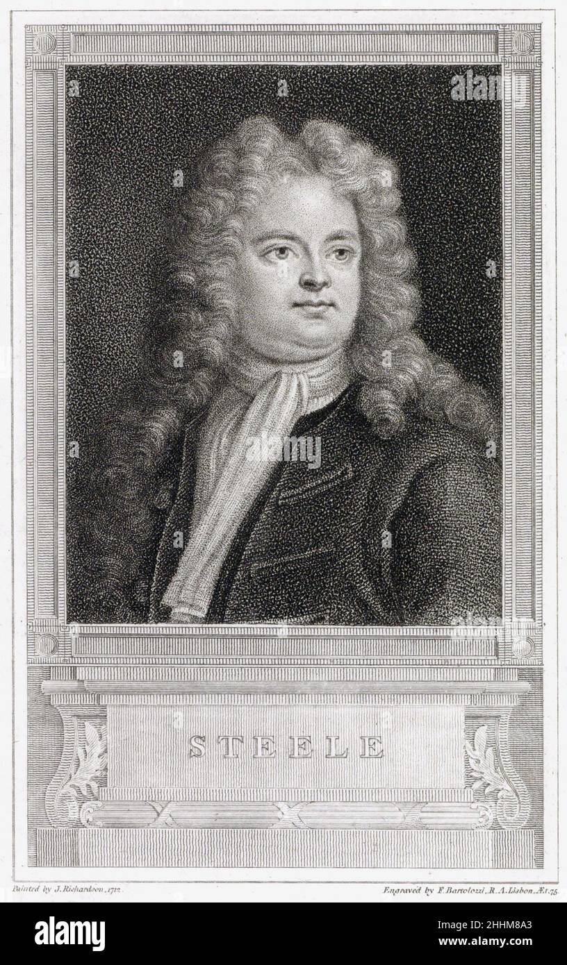 Sir Richard Steele, 1672 - 1729.Essayiste anglais, dramaturge et homme d'État.Après une gravure de Francesco Bartolozzi d'une oeuvre de Jonathan Richardson. Banque D'Images