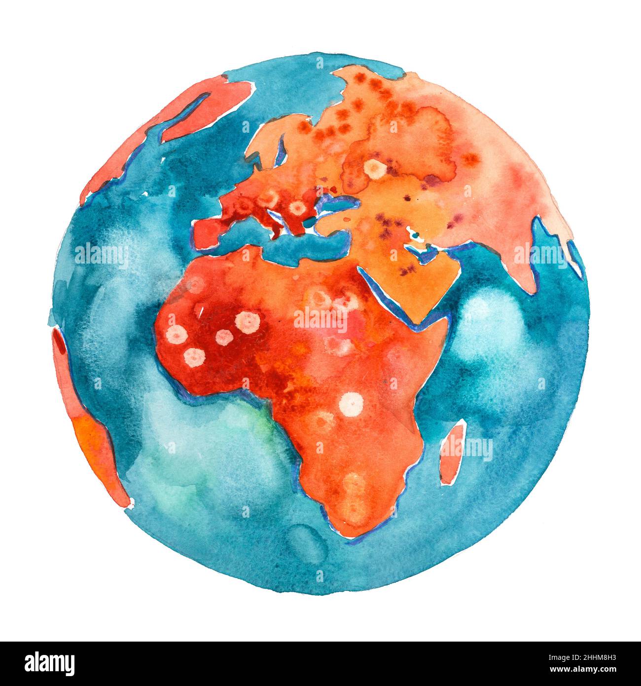 L'Afrique sur le monde.Planète Terre.Aquarelle Banque D'Images