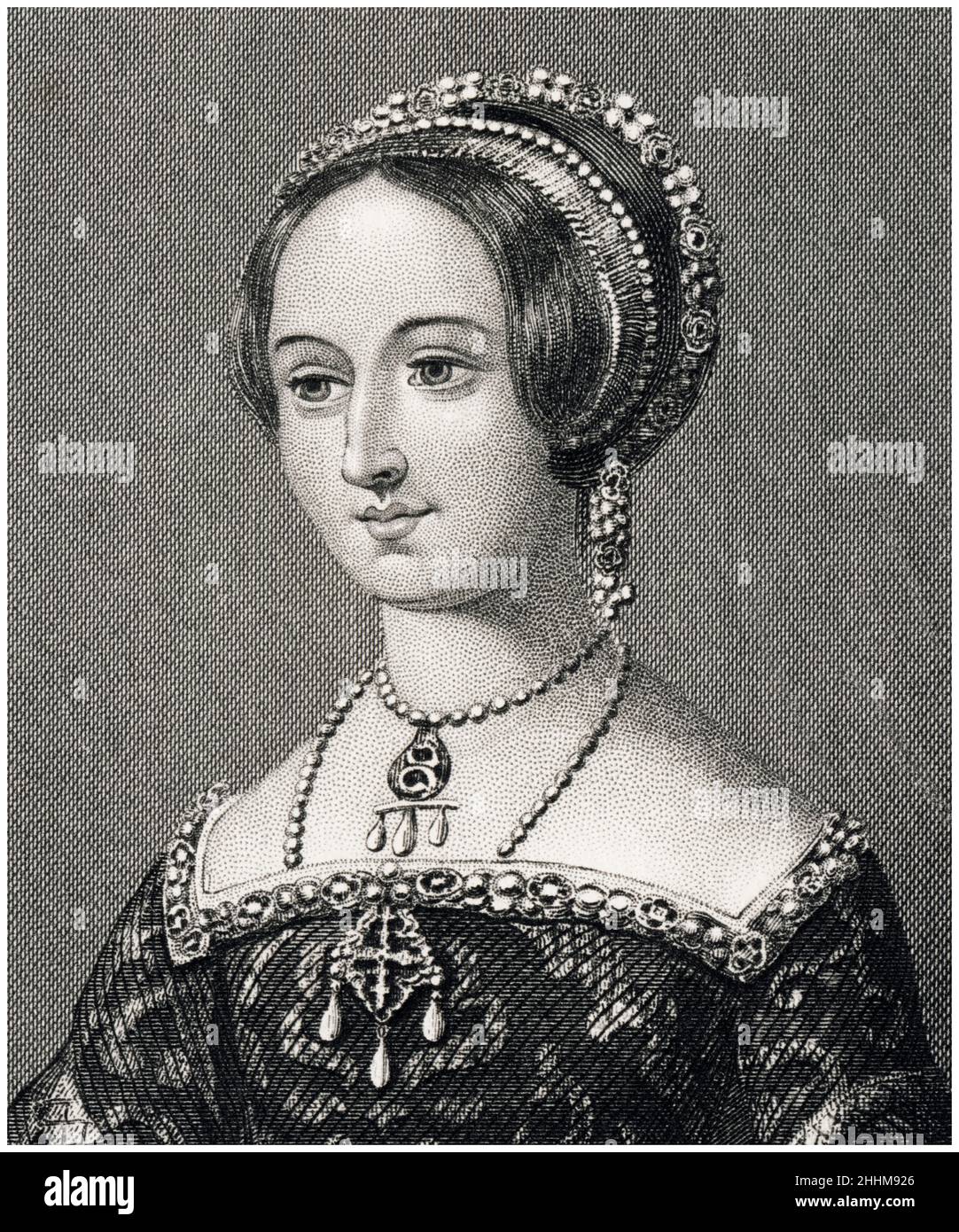 Marguerite de Navarre (1492-1549), reine de Navarre, épouse d'Henri II de Navarre, portrait gravé par John James Hinchliff, 1864 Banque D'Images