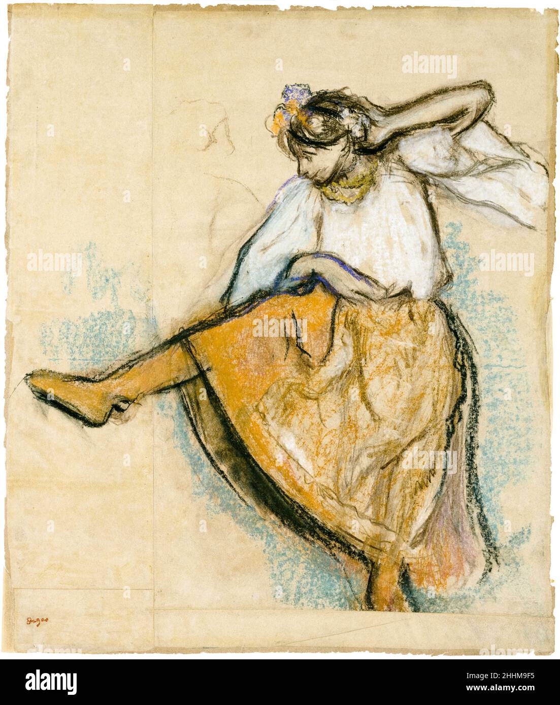 The Russian Dancer, craie et dessin pastel par Edgar Degas, 1895 Banque D'Images