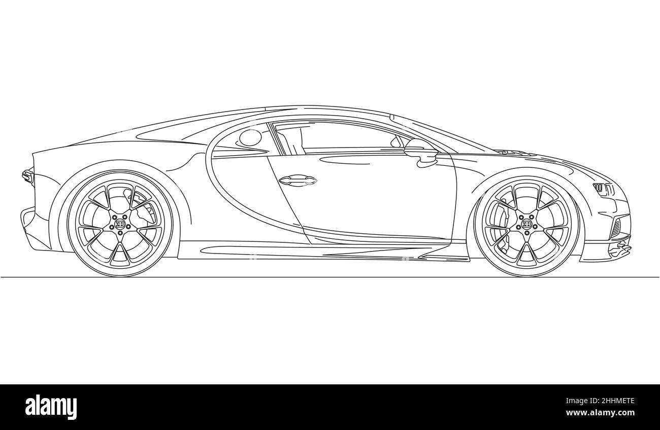 France, année 2022, Bugatti Chiron super car design, modèle de 2016, illustration vectorielle Banque D'Images