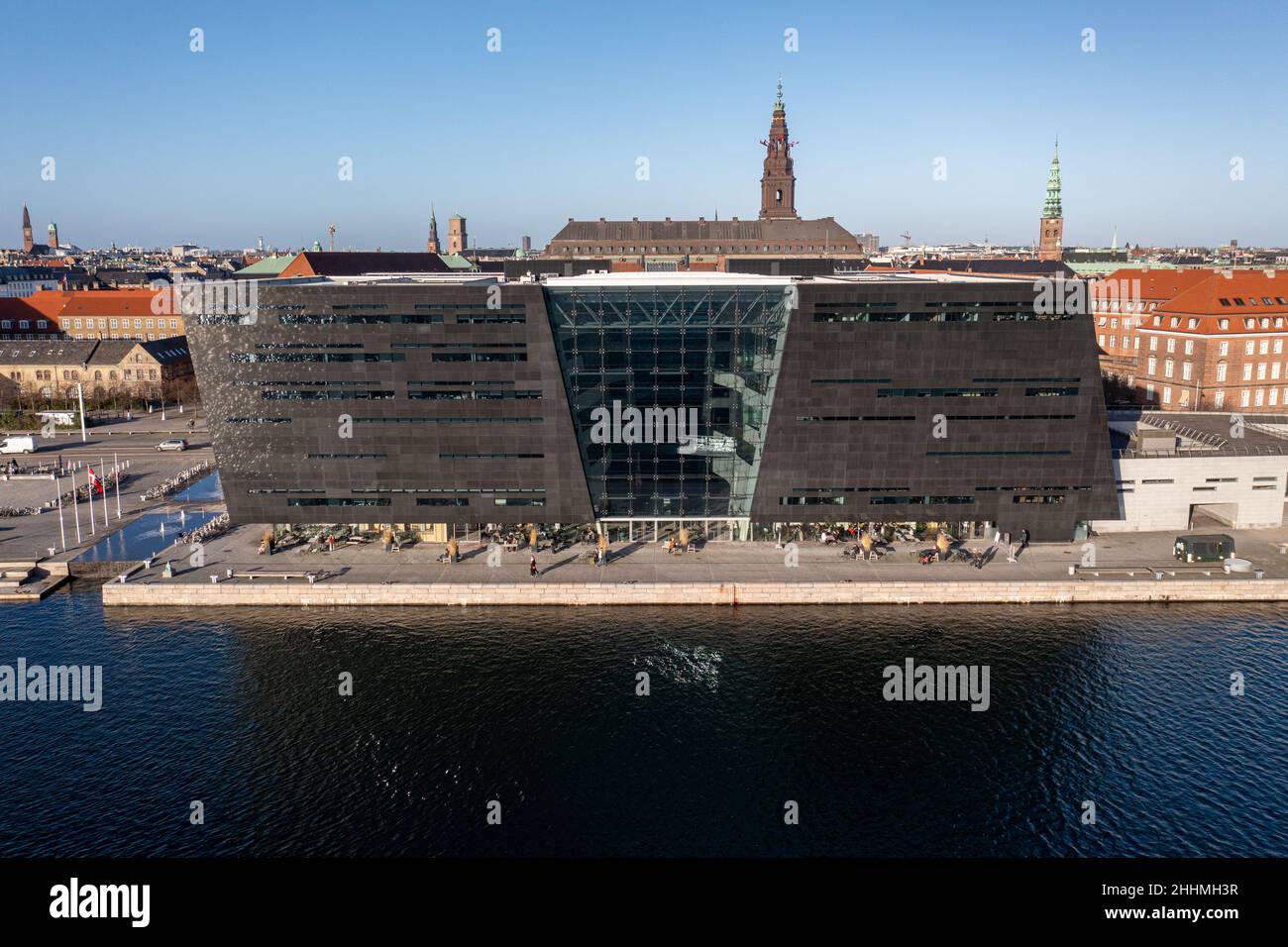 Vue aérienne de la Bibliothèque royale de Copenhague, Danemark Banque D'Images
