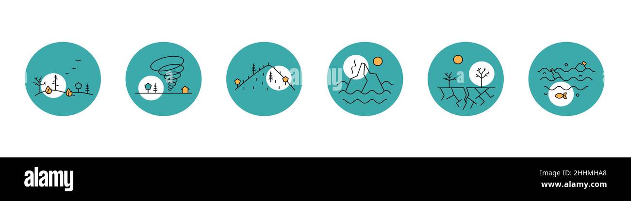 Illustration vectorielle des icônes de climat en cercles. Illustration de Vecteur