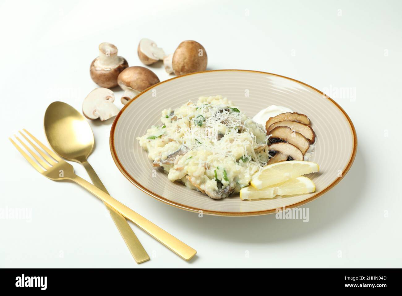 Concept de nourriture savoureuse avec risotto aux champignons Banque D'Images