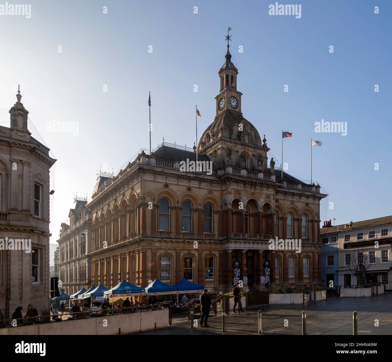 Hôtel de ville, la Cornhill, Ipswich, Suffolk, Angleterre,Architectes britanniques Bellamy et Hardy 1868 Banque D'Images