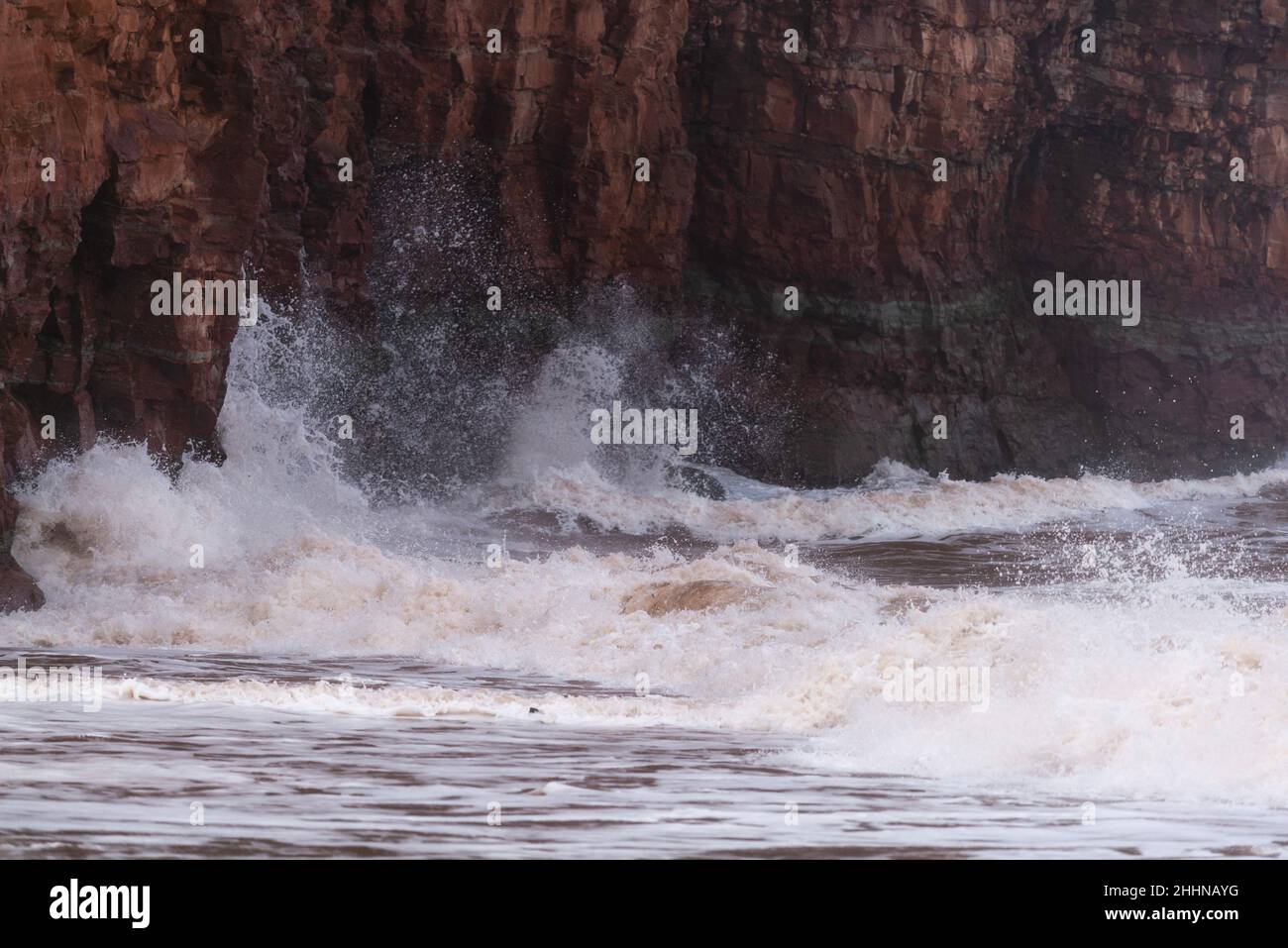 Fortes tempêtes hivernales hi la seule île allemande de haute mer Heligoland dans la mer du Nord, le nord de l'Allemagne, l'Europe centrale Banque D'Images