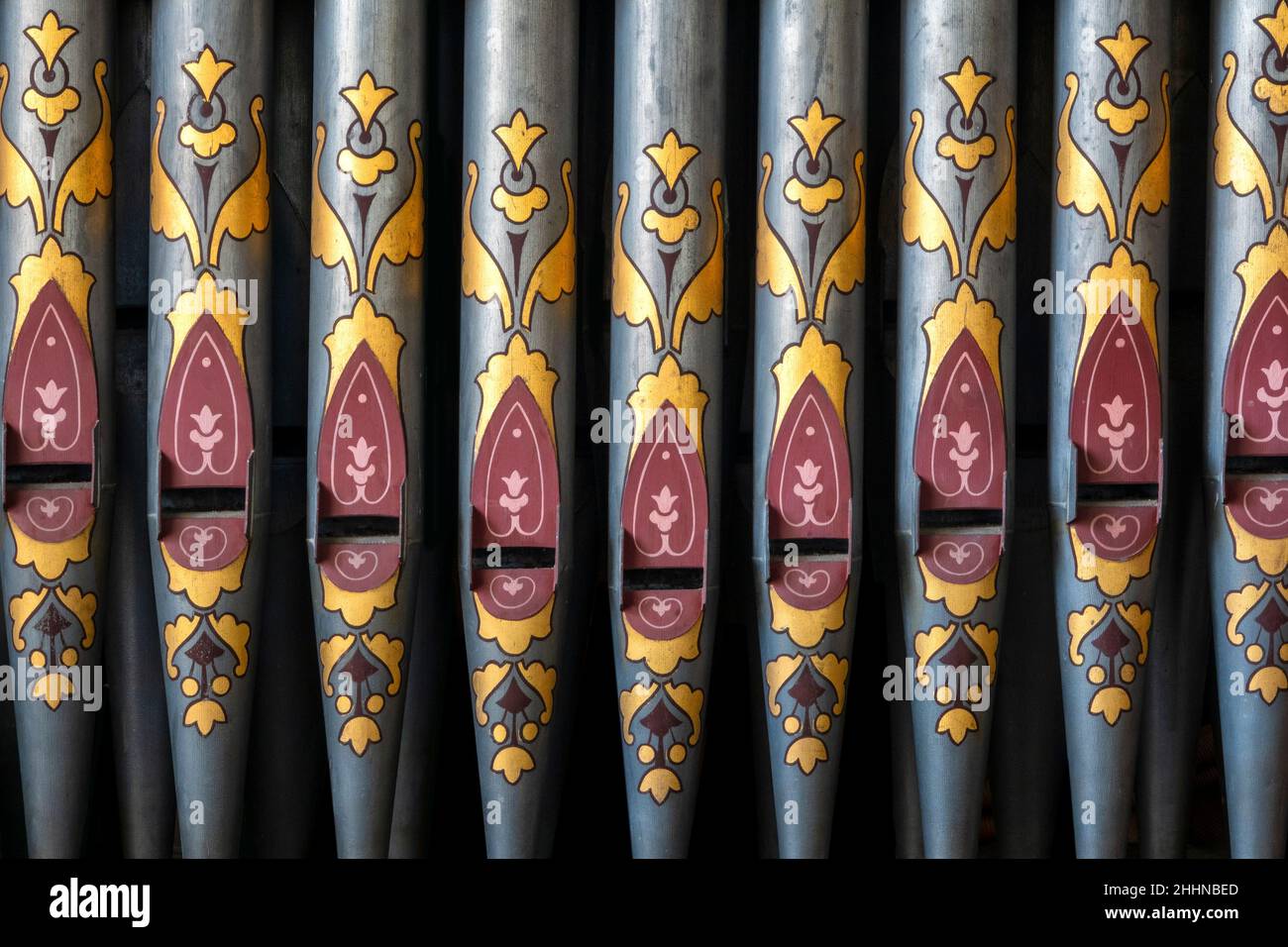 L'orgue de l'église St Mary's Church, Farnham, Suffolk, Royaume-Uni Banque D'Images