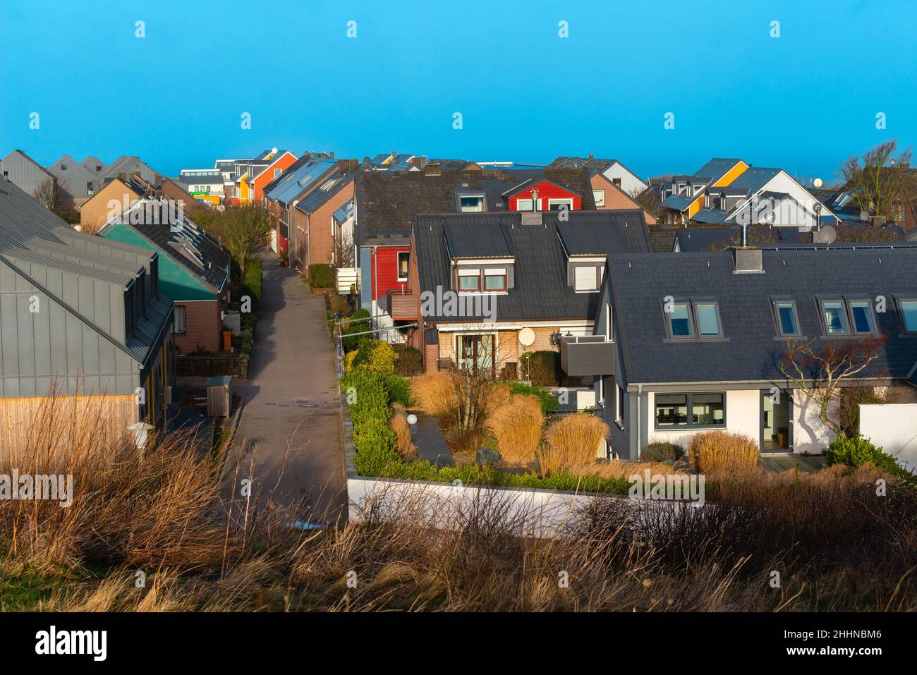 Architecture sur l'île de Heligoland, en mer du Nord, en Allemagne du Nord, en Europe centrale Banque D'Images