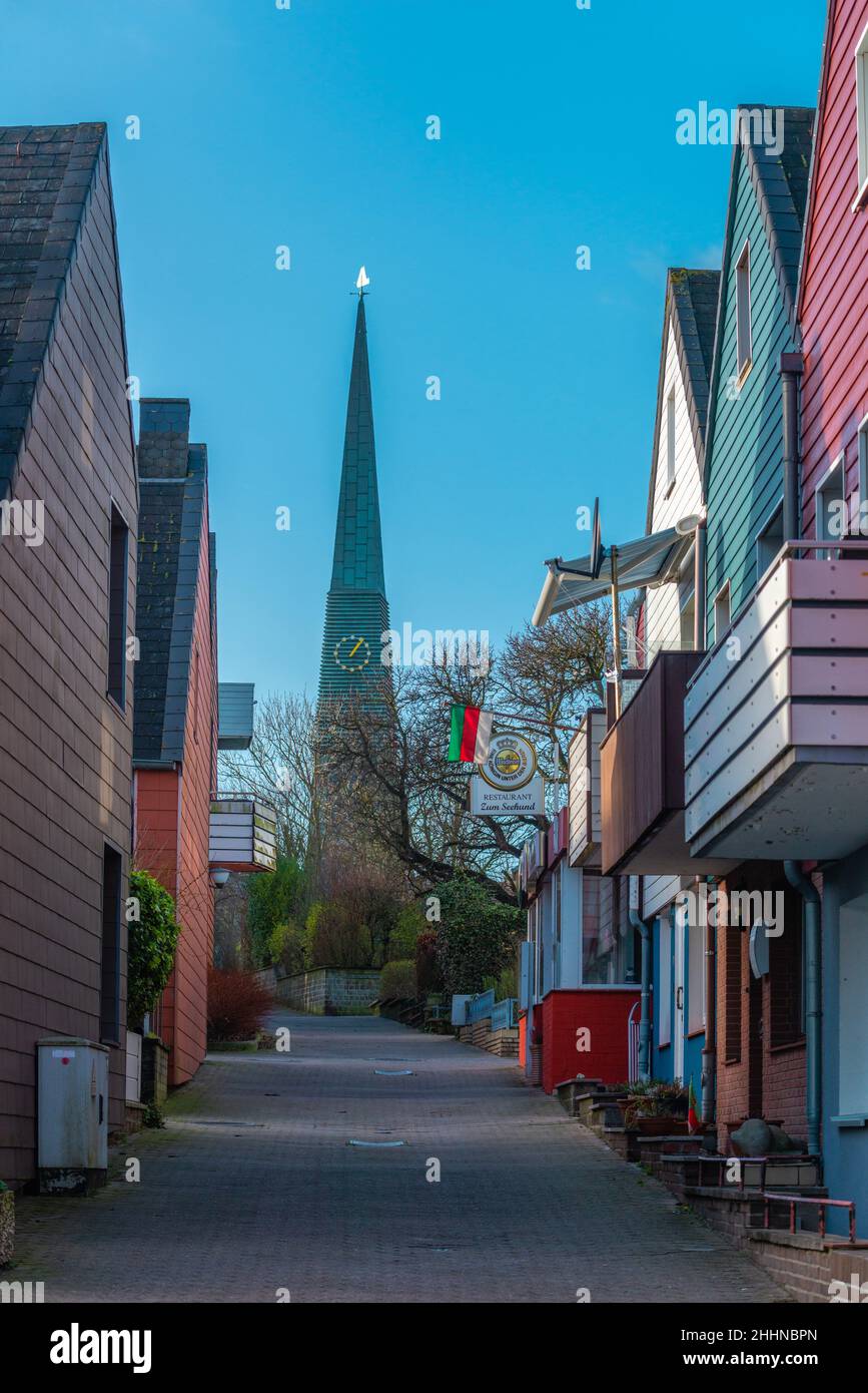 Église protestante Nicolai dans l'Oberland, haute-Terre, architecture sur l'île de la mer du Nord de Heligoland, Allemagne du Nord, Europe centrale Banque D'Images