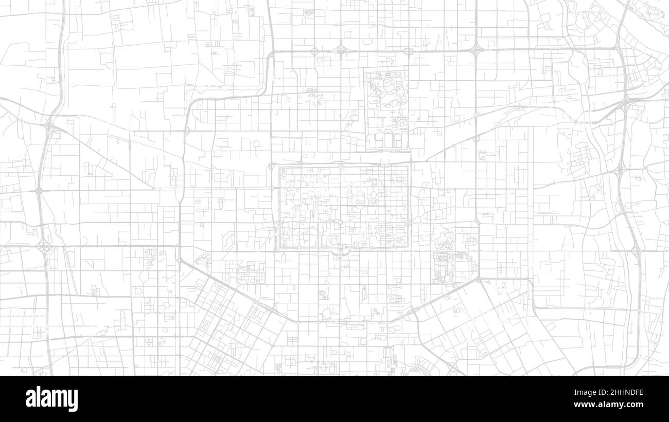 Carte Xi'an affiche de ville, carte vectorielle d'arrière-plan horizontal blanc et gris.Carte des rues de la municipalité.Panorama chinois panoramique. Illustration de Vecteur