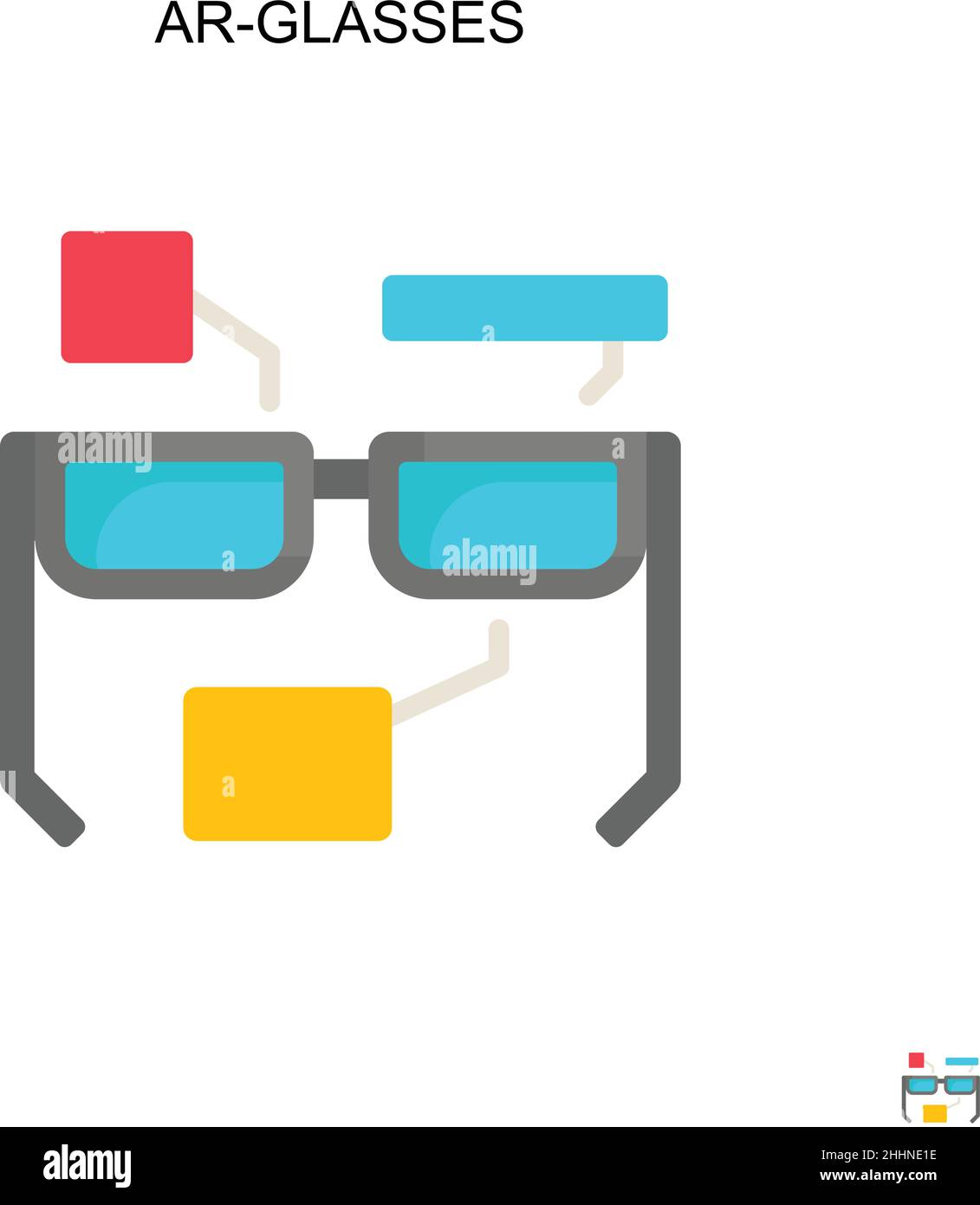 Icône vectorielle simple AR-Glasses. Couleur parfaite pictogramme moderne sur contour modifiable.Icônes AR-lunettes pour votre projet d'entreprise Illustration de Vecteur