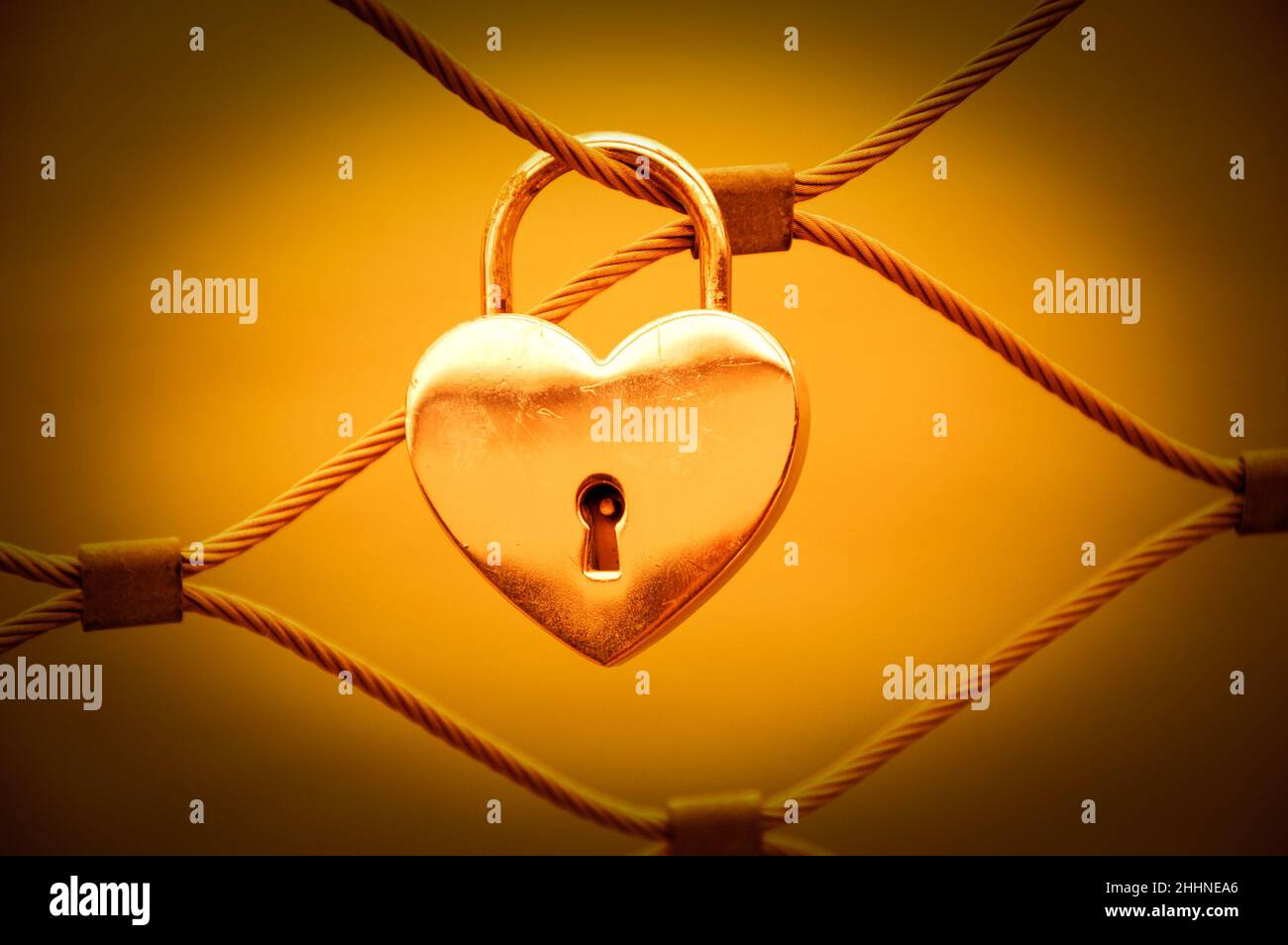 Cadenas d'amour en forme de coeur à Paris.La Saint-Valentin.Photo en tons.Bonheur.Vignette. Banque D'Images