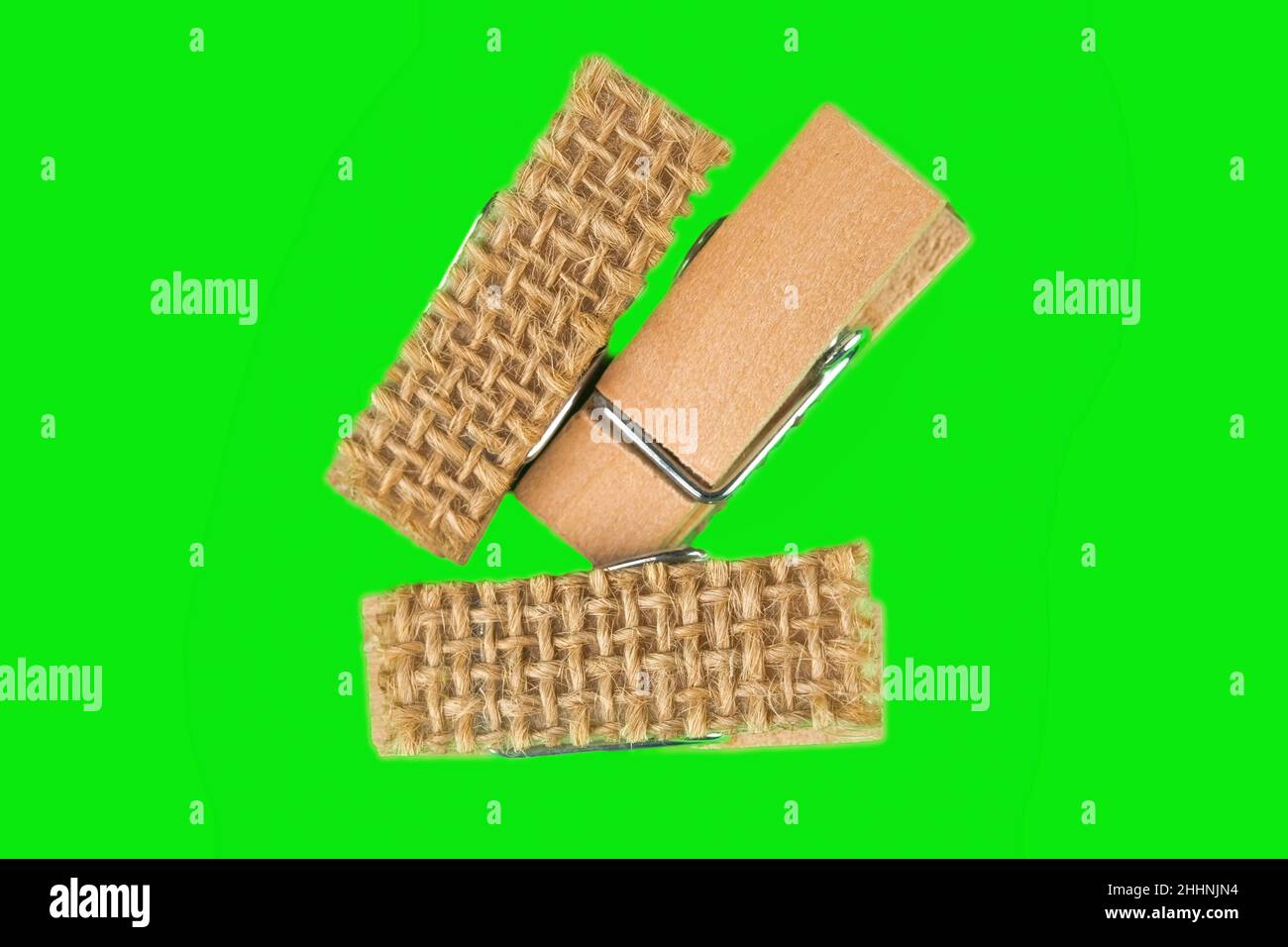 Trois petits objets en épingle à linge vus du dessus Banque D'Images