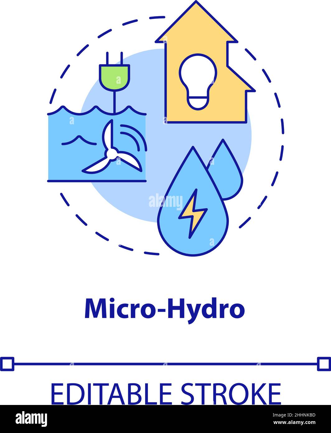 Icône de concept micro hydro Illustration de Vecteur