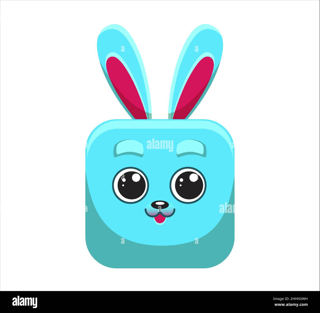 Mignon lièvre, lapin, animaux carrés visages, masque, icône logo vecteur illustrationstyle de dessin animé Illustration de Vecteur