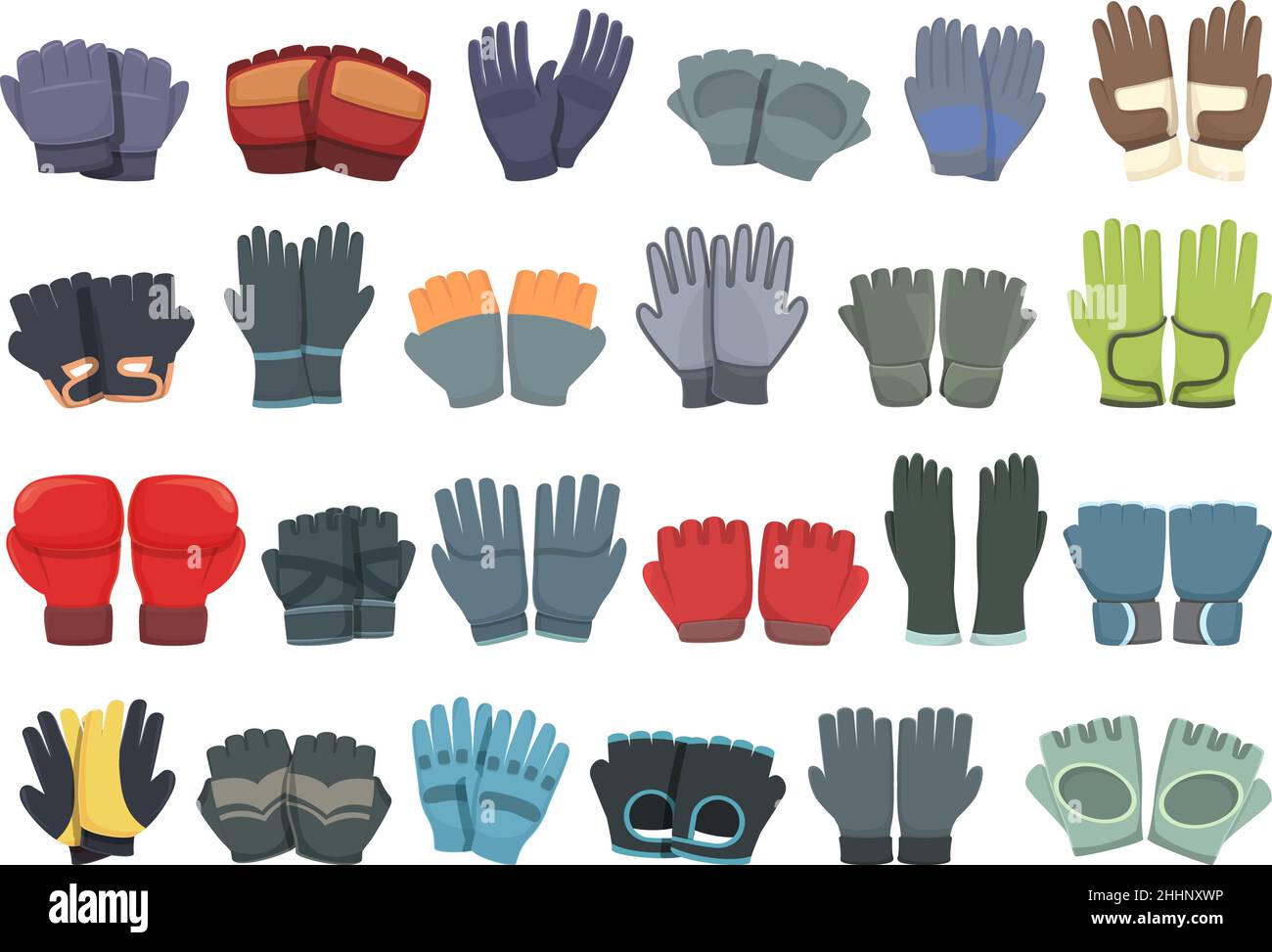 Les icônes de gants de sport définissent un vecteur de dessin animé.Les  doigts sport.Gant d'hiver Image Vectorielle Stock - Alamy