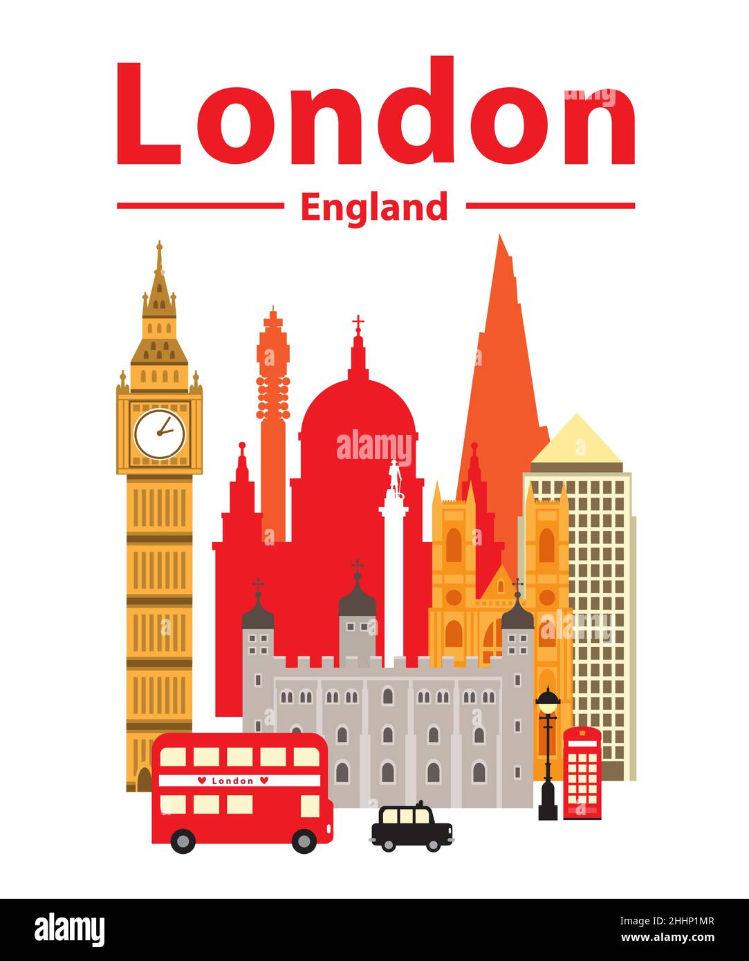 Une illustration de la ville de Londres, et une partie de son architecture historique. Banque D'Images