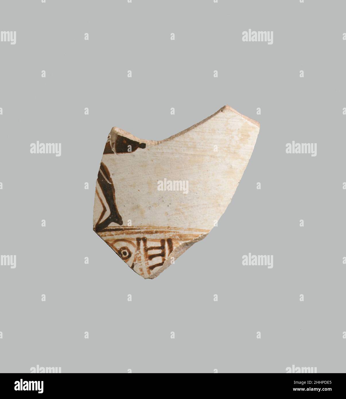 Fragment de vase 7th siècle C.-B. fragment de Chalice est grec avec une partie de la jambe humaine.Fragment de vase.Grec oriental.7th siècle C.-B..Terre cuite.Archaïque.Vases Banque D'Images