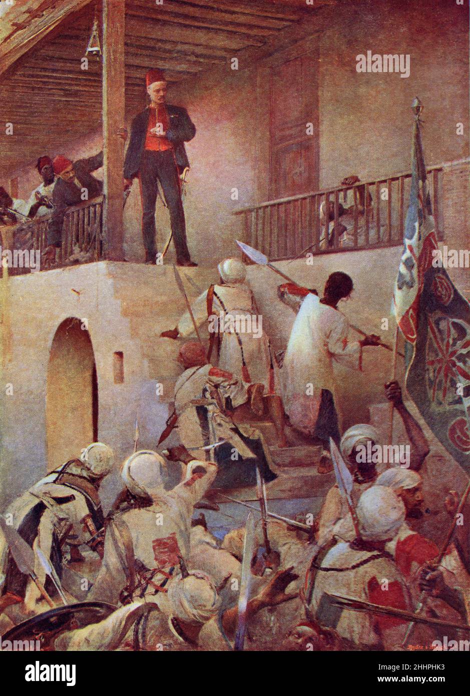 Illustration de la couleur; la mort du général Gordon, 26 janvier 1885 de la peinture de George W. Joy Banque D'Images