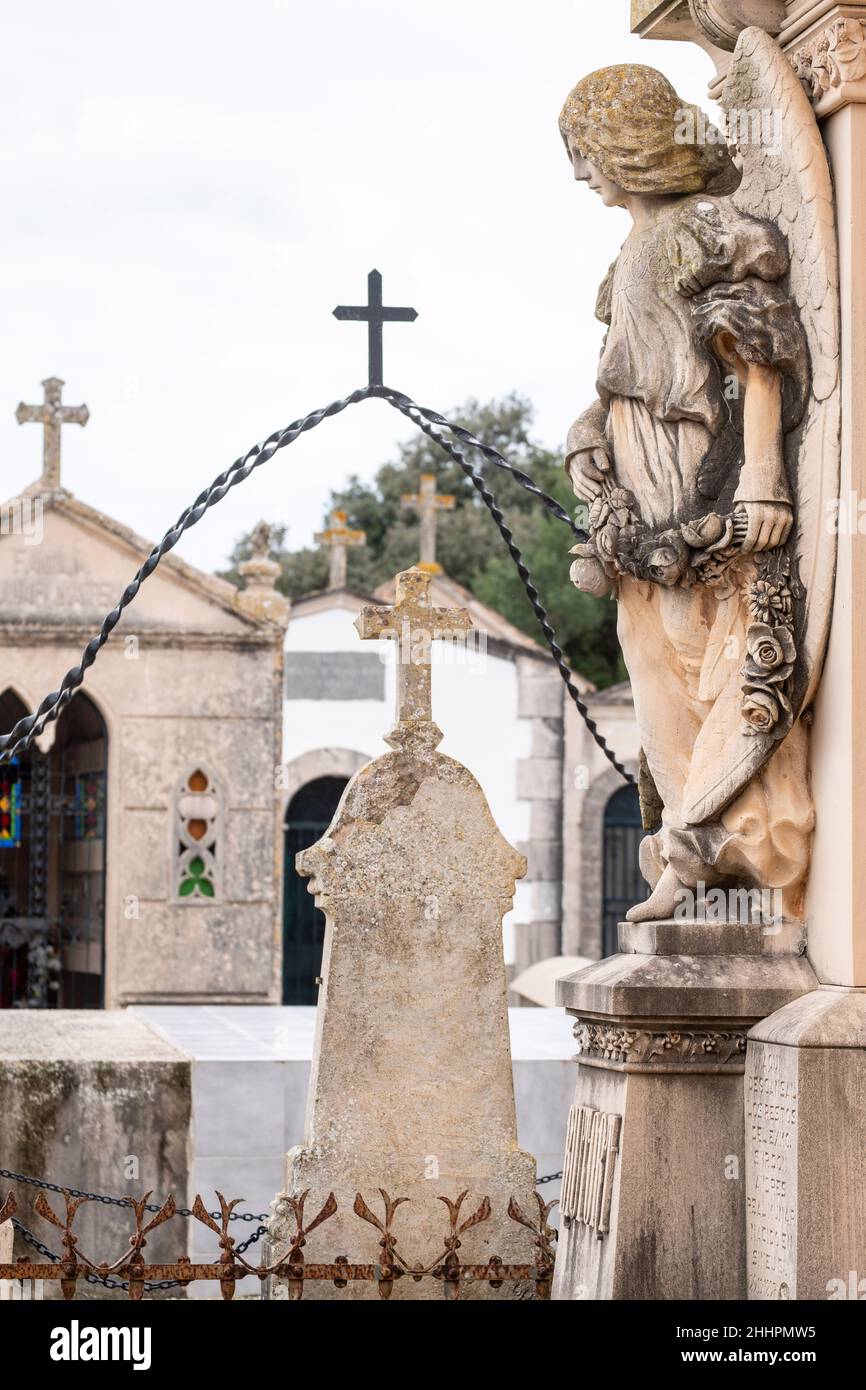 angel, décret de la famille Roig, Sineu, cimetière municipal, Majorque,Îles Baléares, Espagne Banque D'Images