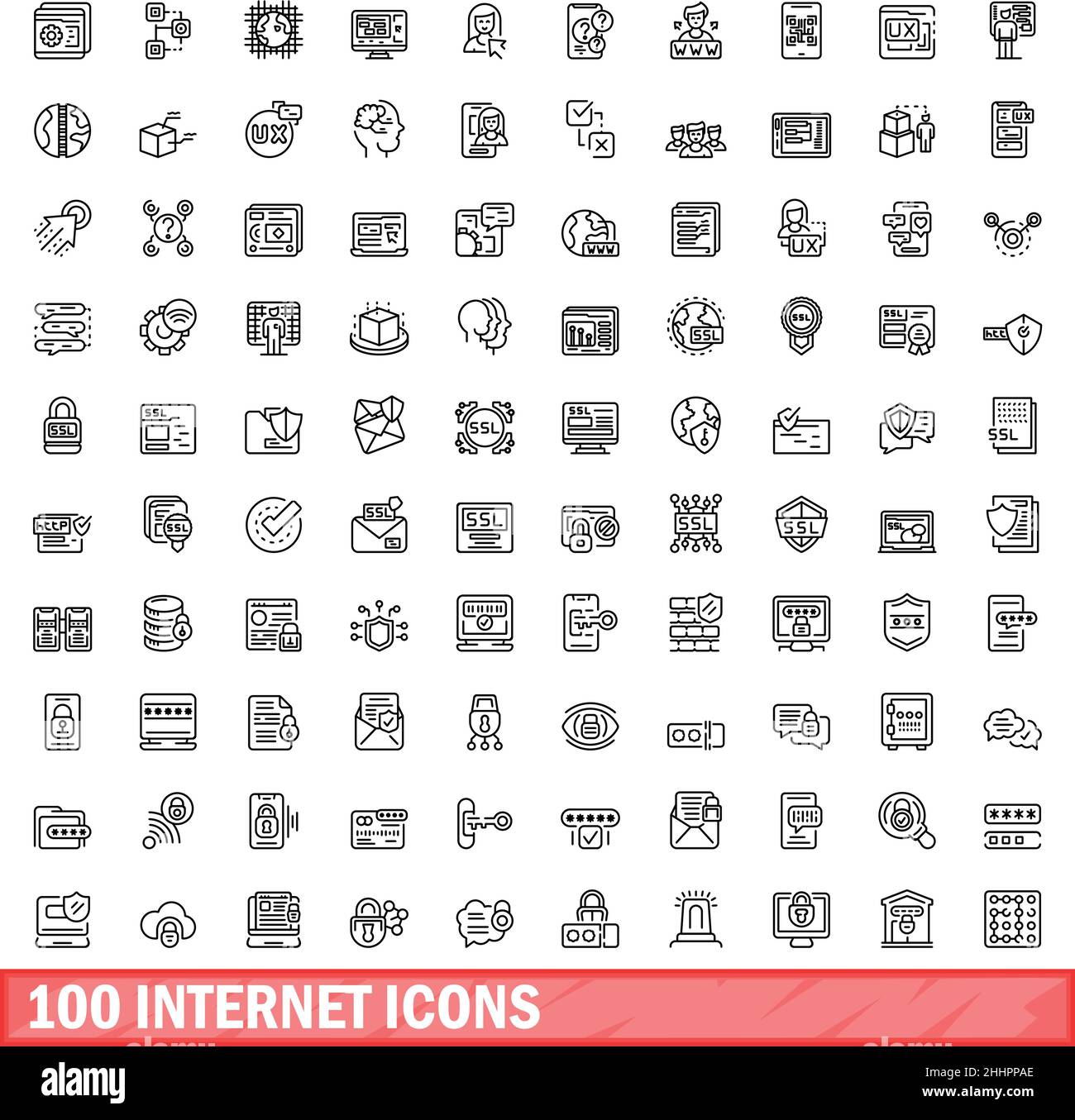 100 icônes internet définies.Illustration de 100 icônes Internet ensemble de vecteurs isolé sur fond blanc Illustration de Vecteur