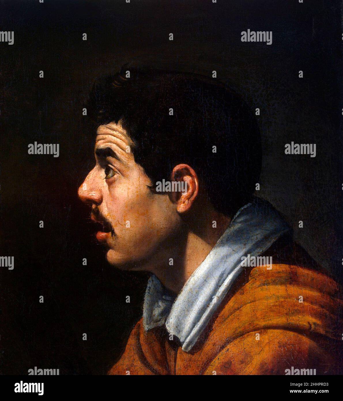 Chef d'un homme en profil par Diego Velazquez (1599-1660), huile sur toile, c.1616/17 Banque D'Images
