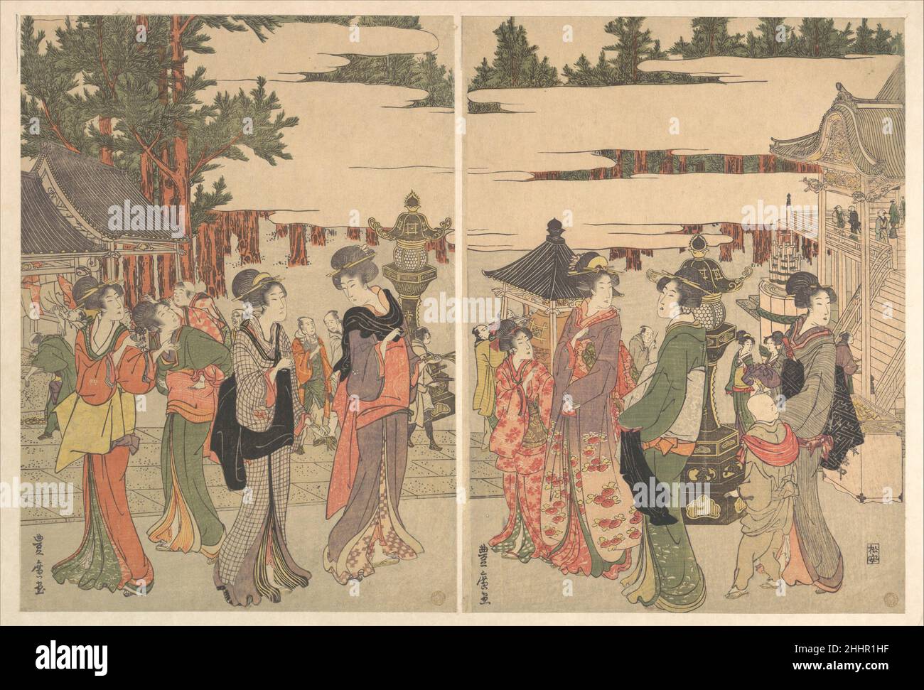 Horinouchi Myo-ho-ji EHo Mairi no zu ca.1804 Utagawa Toyohiro Japonais.Horinouchi Myo-ho-ji EHo Mairi no zu 54881 Banque D'Images