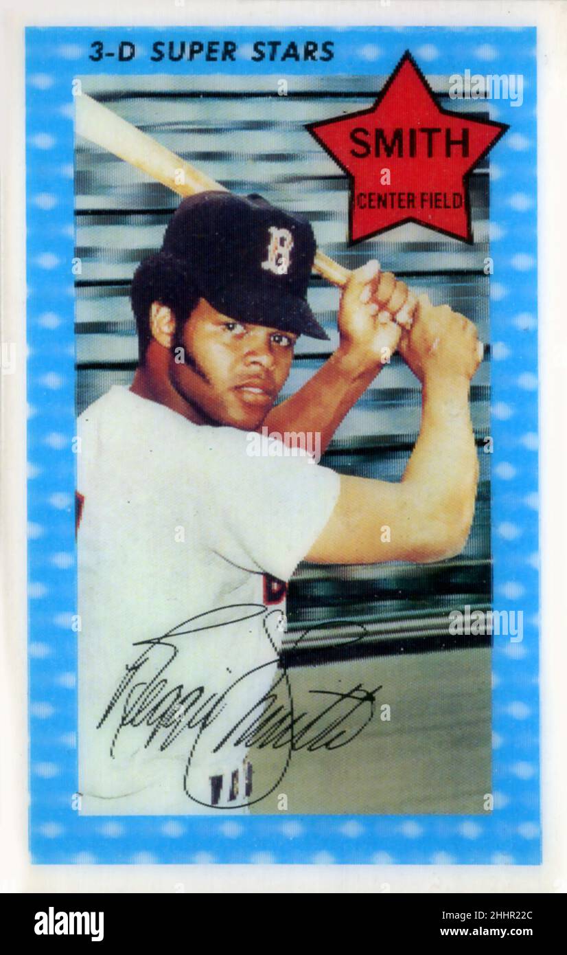 Une carte de base-ball 3D de Kellogg représentant Reggie Smith avec le Boston Red Sox. Banque D'Images