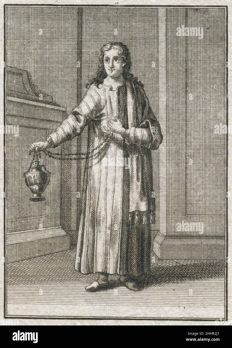 Gravure antique de 17th siècles, 'a subdiacre' (Ein Subdiaconus) par Johann Christoph Weigel, connu sous le nom de Christoph Weigel The Elder (1654-1725).SOURCE : GRAVURE ORIGINALE Banque D'Images
