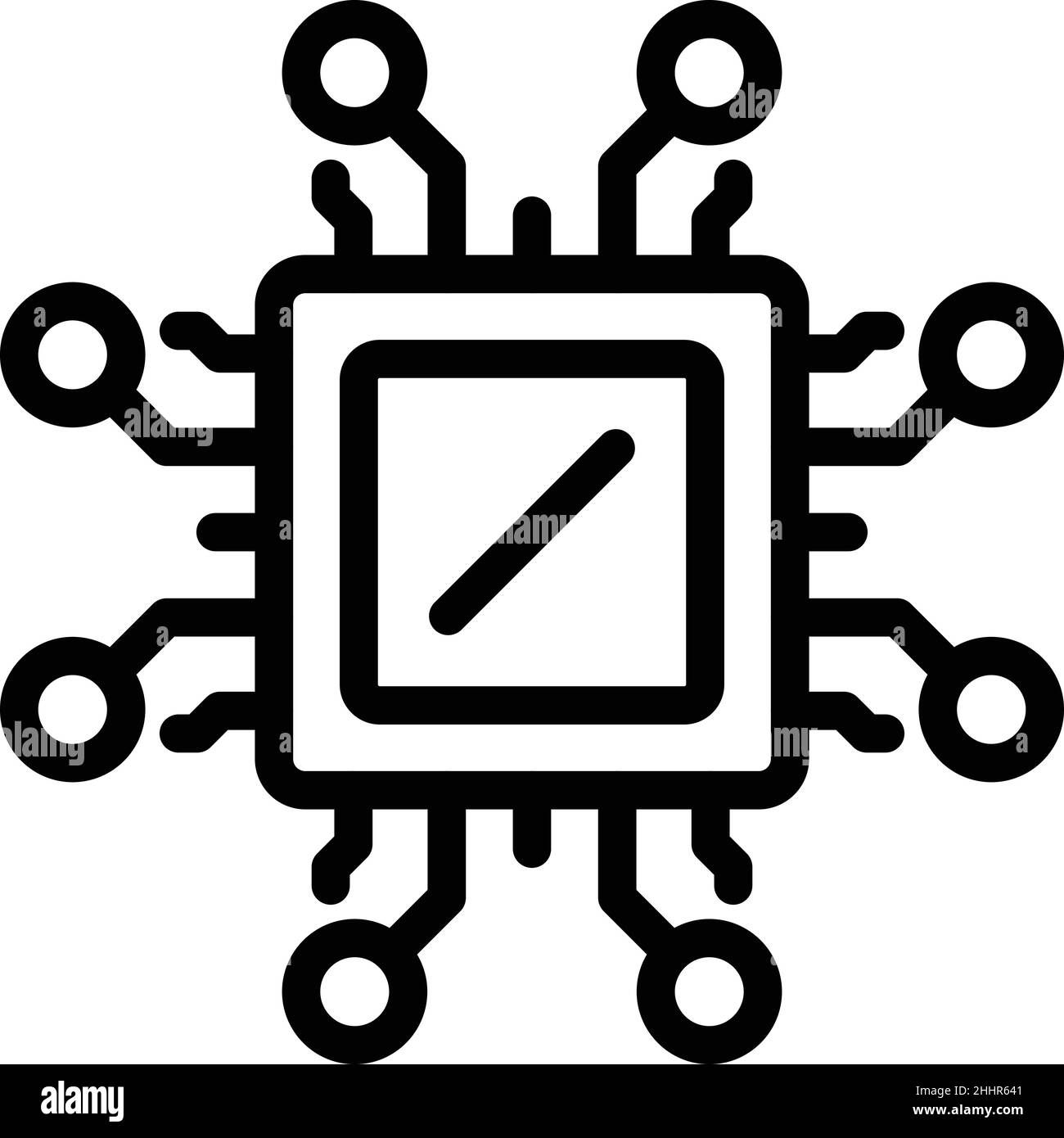 Vecteur de contour de l'icône du processeur de l'ordinateur.Boutique d'ordinateurs portables.Vente au détail mobile Illustration de Vecteur