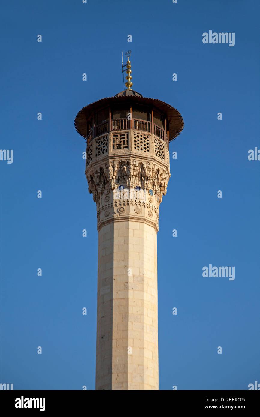 Ancien minaret historique de la mosquée Boyaci à Gaziantep , Turquie Banque D'Images