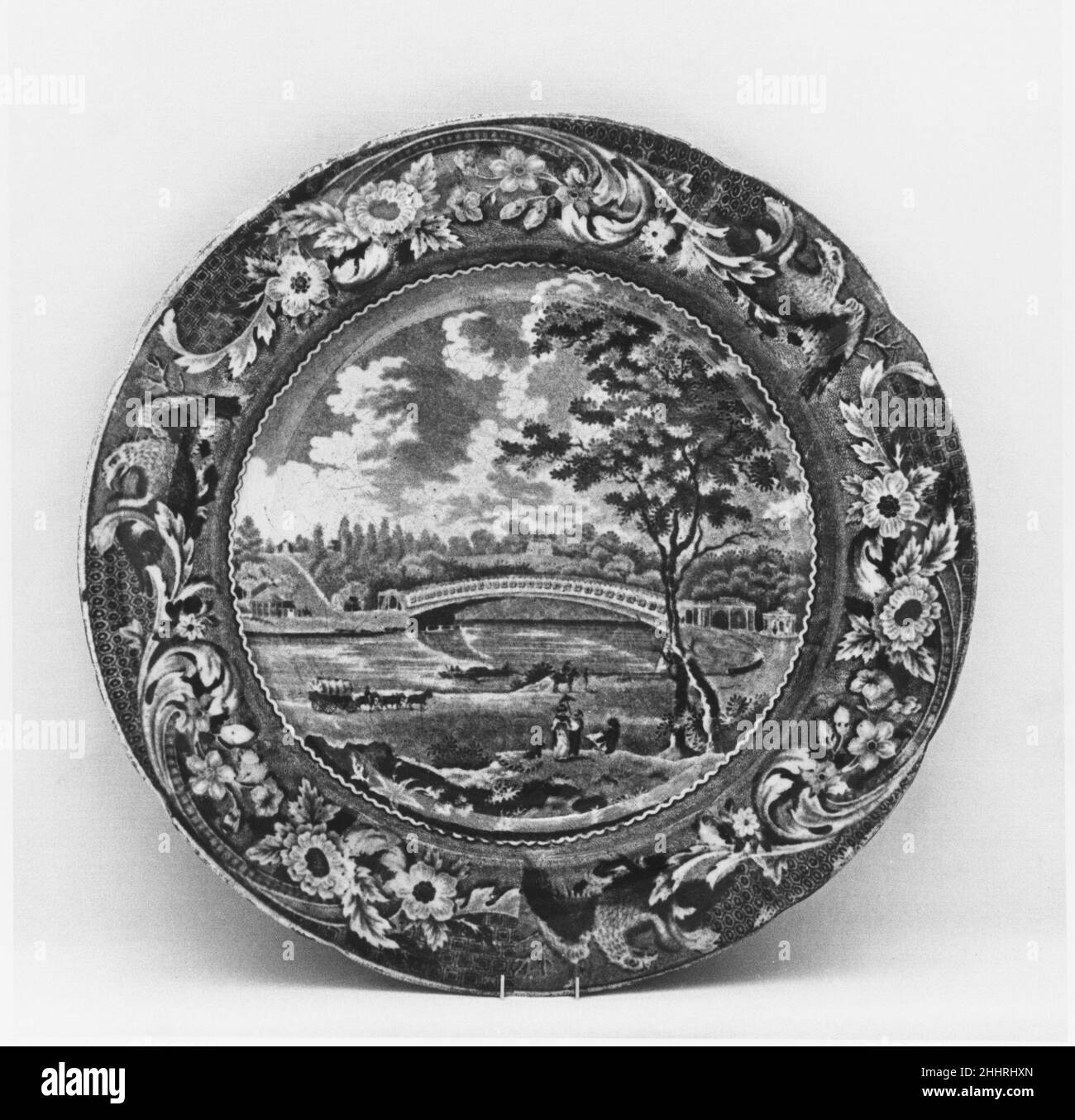 Plaque env.1824 environ1836 Joseph Stubbs.Plaque.Britannique (marché américain). CA.1824 environ1836. Faïence, imprimé transfert.Fabriqué à Staffordshire, Stoke-on-Trent, Angleterre Banque D'Images