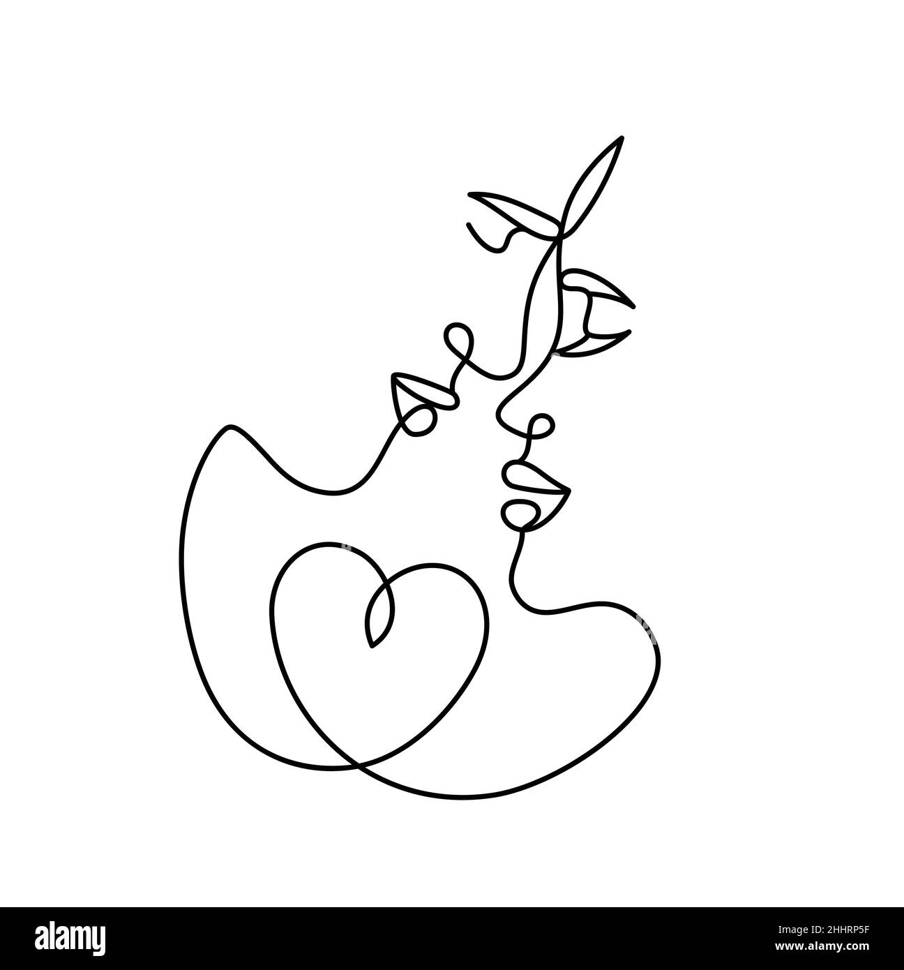 Couple abstrait sur blanc dans un style art de ligne. Illustration de Vecteur