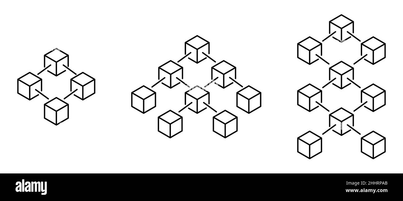 Collection d'icônes de blockchain.Symboles de chaîne de blocs de devises Crypto.Illustration vectorielle Illustration de Vecteur